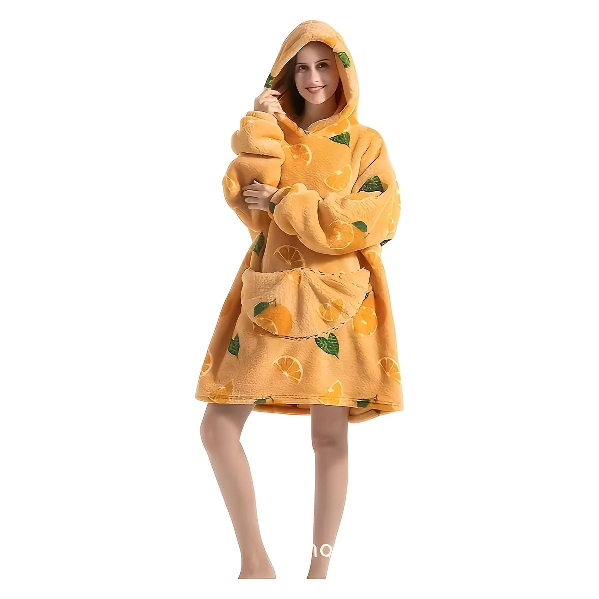 Patrina Kapuzen-Decke- Lässige Fleece-Wende-Decke mit Kapuze - Orange / Erwachsene Eine Größe passt für alle - Decke