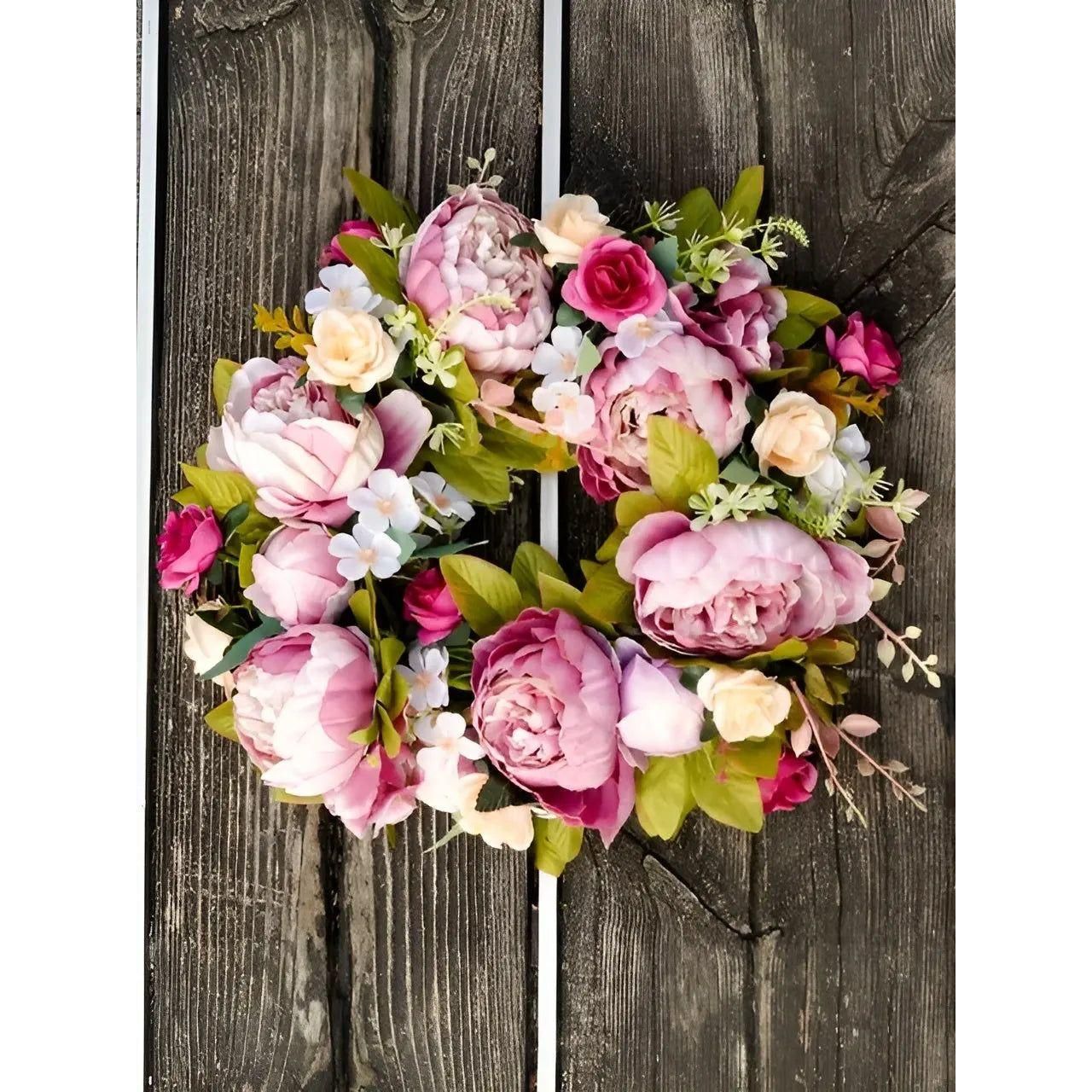 PeonyBloom Wreath - Künstliche Outdoor-Display Herbst Dekor Pfingstrose Kranz - 3 / 40cm - Saisonale Dekoration