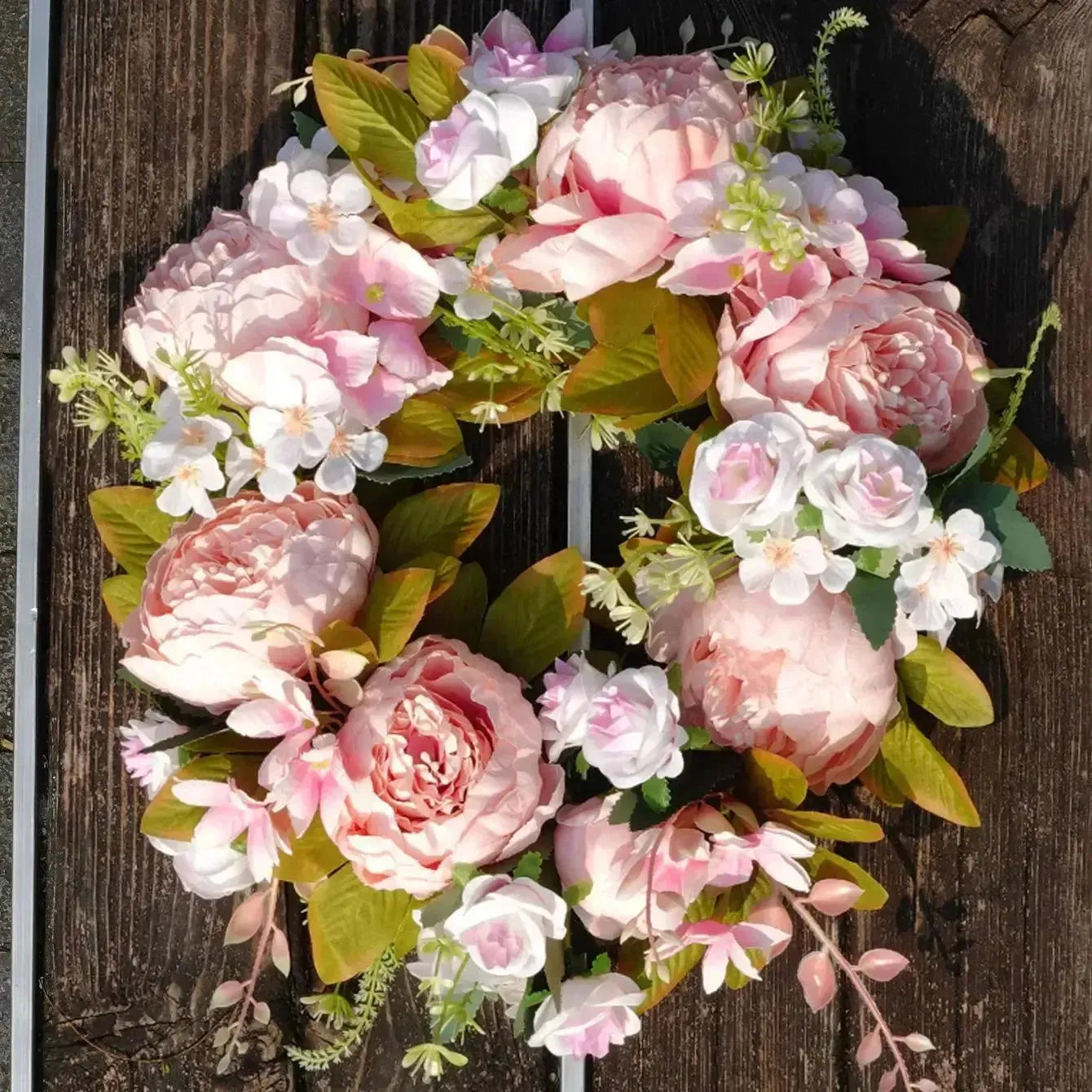 PeonyBloom Wreath - Künstliche Outdoor-Display Herbst Dekor Pfingstrose Kranz - 2 / 40cm - Saisonale Dekoration