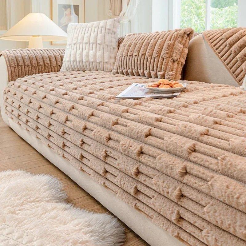 Plush Luxe - Rutschfester Universal Luxus Sofa Bezug - Heller Kaffee / 70 x 70cm - Sofabezug