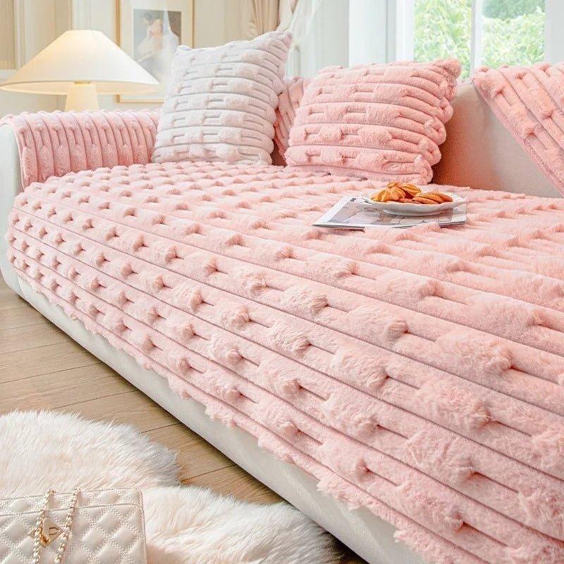 Plush Luxe - Rutschfester Universal Luxus Sofa Bezug - Rosa / 70 x 70cm - Sofabezug