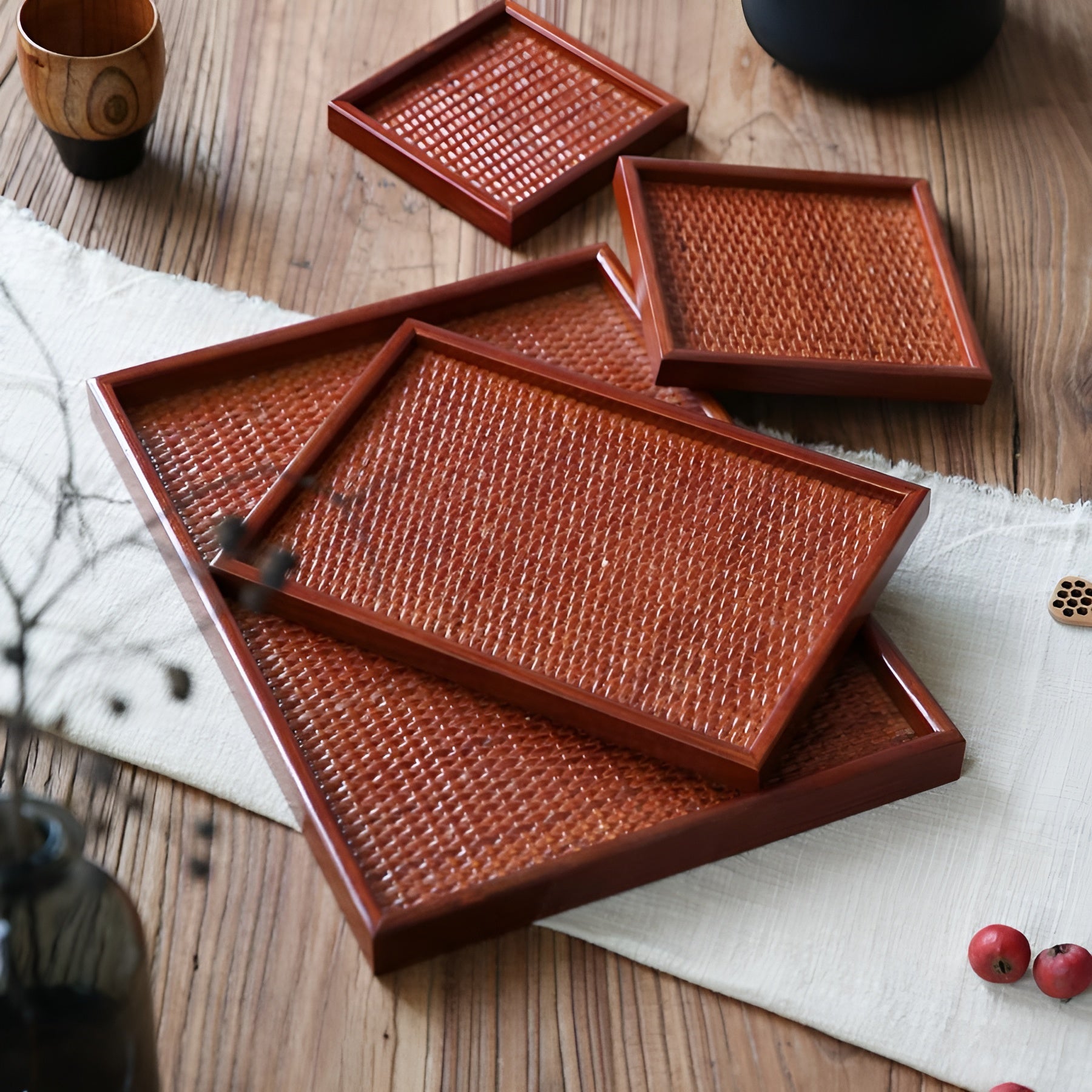 Serviertablett aus Holz – Japanischer stil | Perfekt für Servieren Teezeremonien