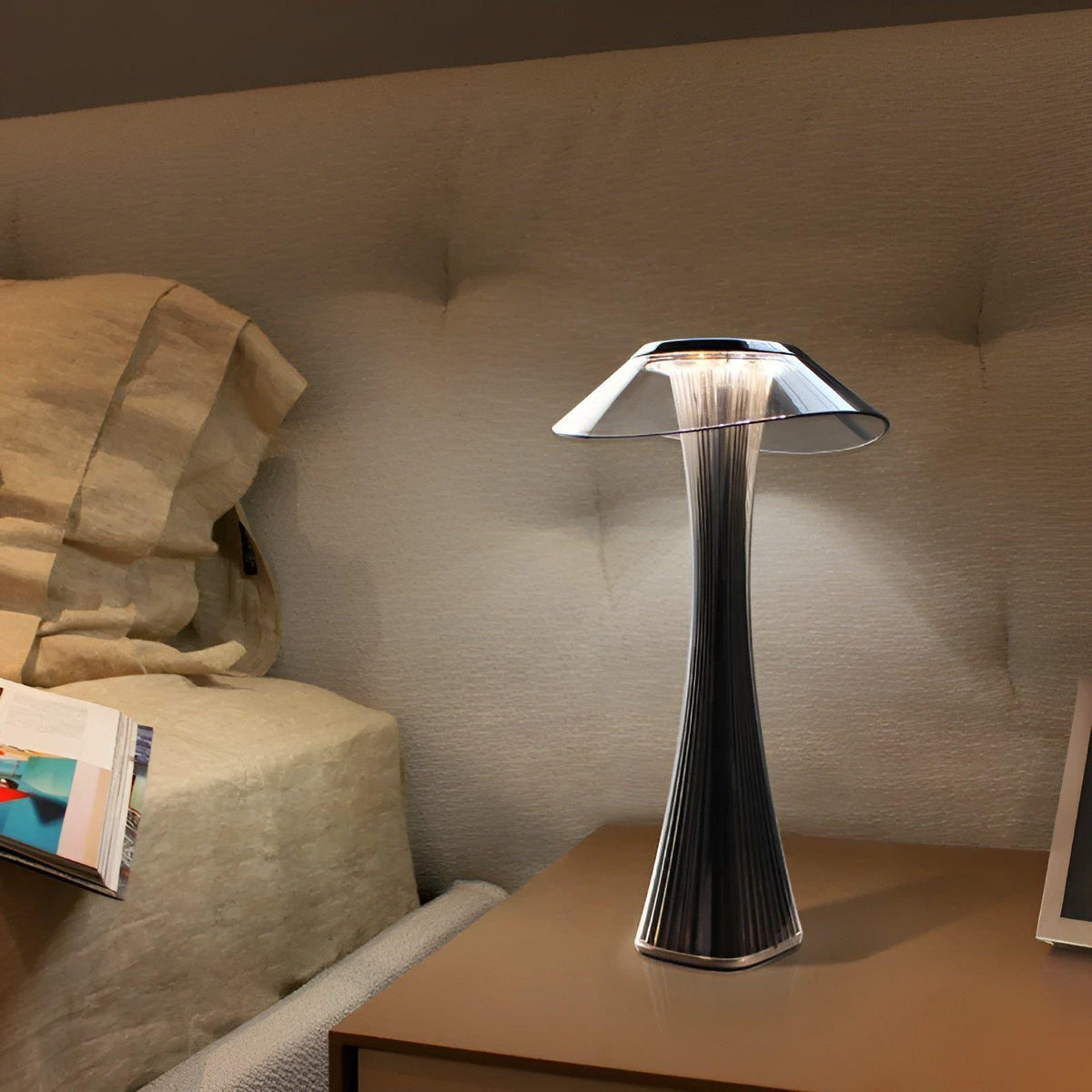 Gior Tischlampe - Wiederaufladbar Italienisch Kristall Nachttischlampe mit Smart Touch - Tischlampe