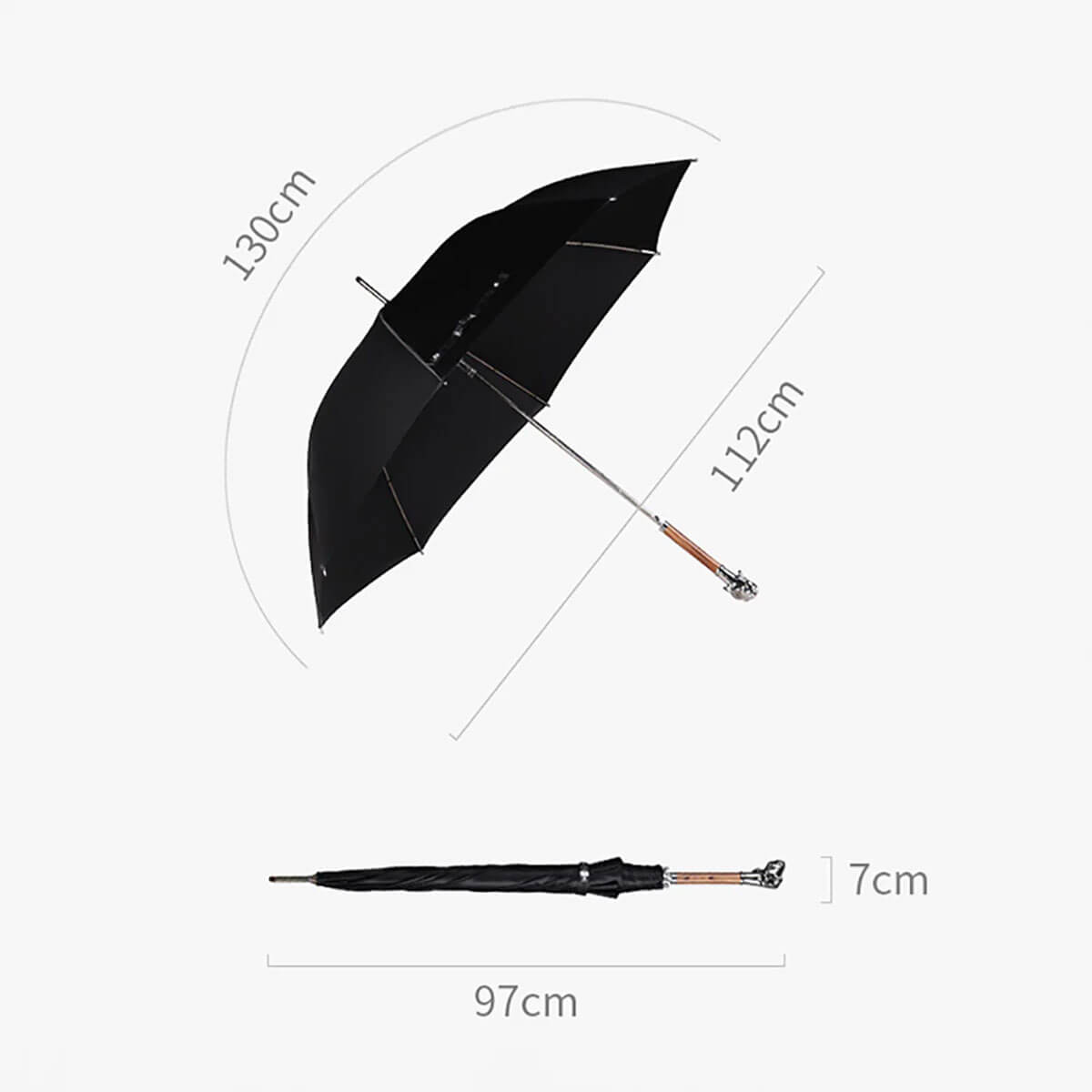 Regenschirm mit Hundekopfgriff – 112 cm Stockschirm - Regenschirme