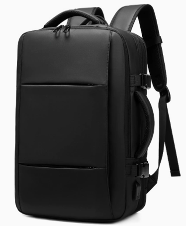 Reiserucksack mit USB-Anschluss – Geräumiges Fach | Ideal für Schule und Außenbereich Aktivitäten - Schwarz - Rucksack