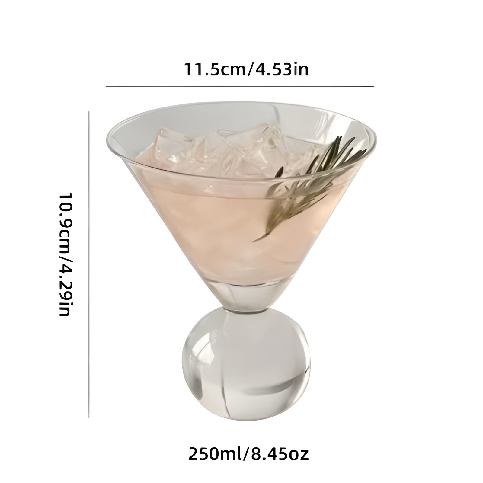 Retro Martini-Glas ohne Stiel 250 ml – Rosa Kristall-Cocktailglas im Vintage-Design Wiederverwendbar &