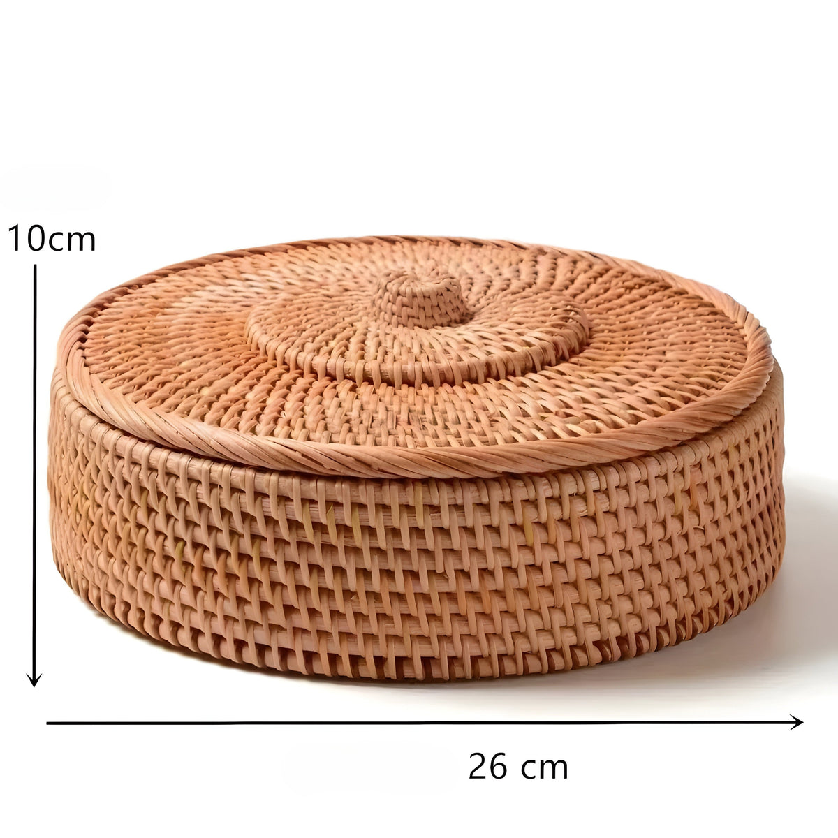 RusticBreeze Basket - Handgefertigte Rattan Aufbewahrungsbox mit Deckel - Kleine - Decke