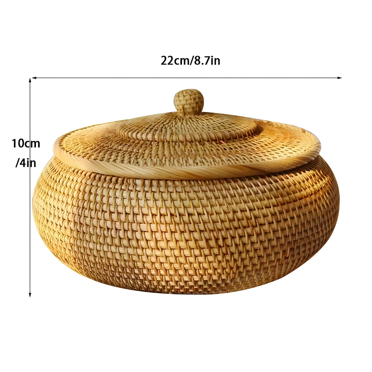 RusticBreeze Basket - Handgefertigte Rattan Aufbewahrungsbox mit Deckel - Groß - Decke
