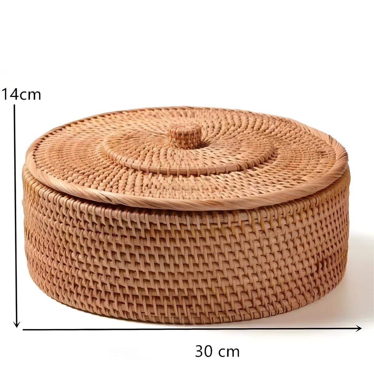 RusticBreeze Basket - Handgefertigte Rattan Aufbewahrungsbox mit Deckel - Kleine 1 - Decke