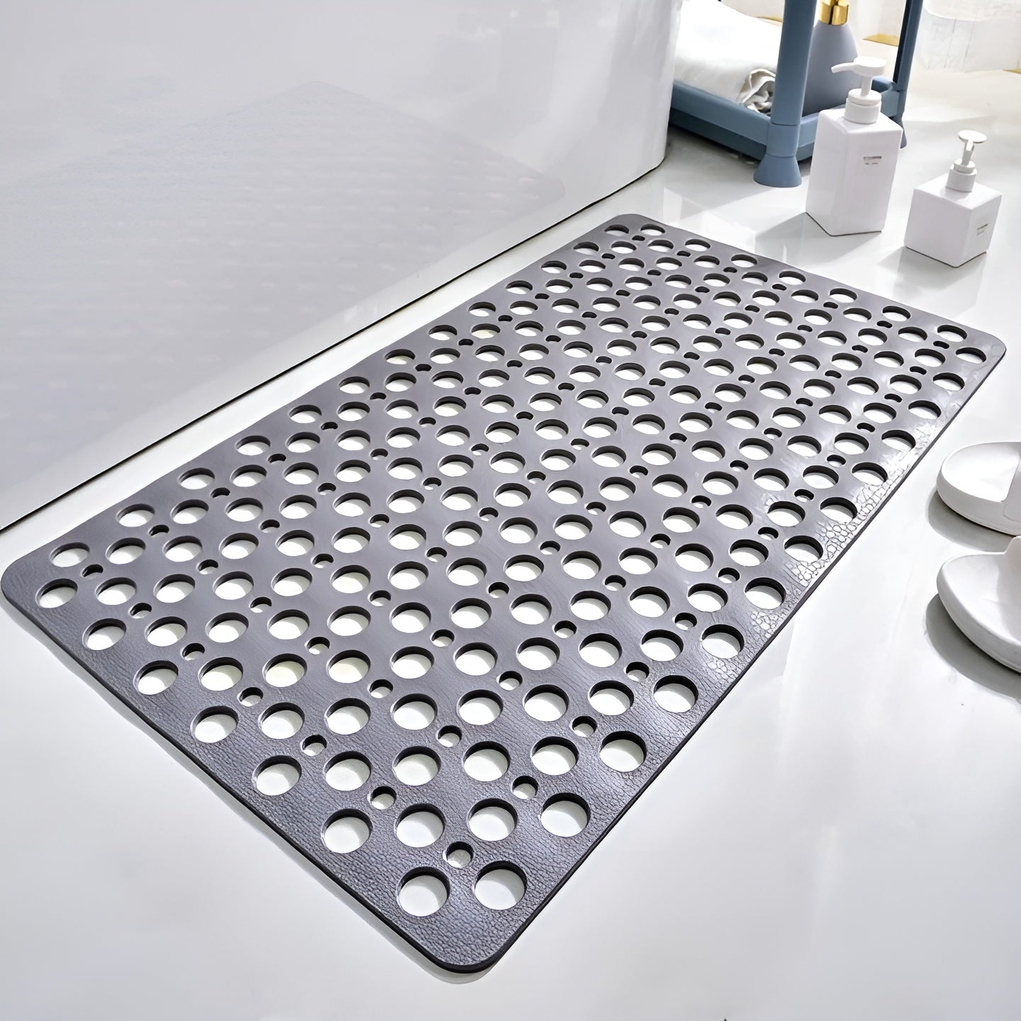 Rutschfeste Duschmatte – Antibakteriell und Hygienisch | Sicherer Halt im Bad - Klein (70 x 38 cm) / Grau - Badematte