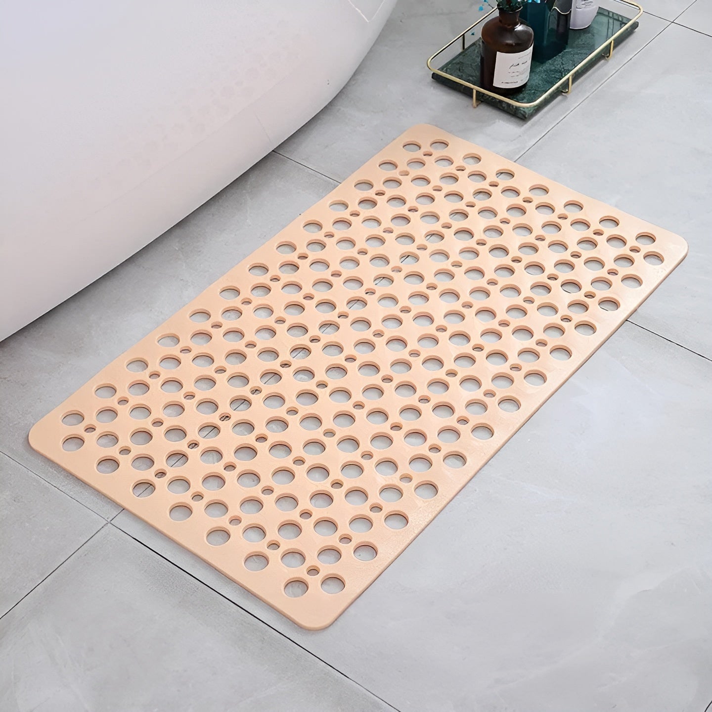 Rutschfeste Duschmatte – Antibakteriell und Hygienisch | Sicherer Halt im Bad - Klein (70 x 38 cm) / Beige - Badematte