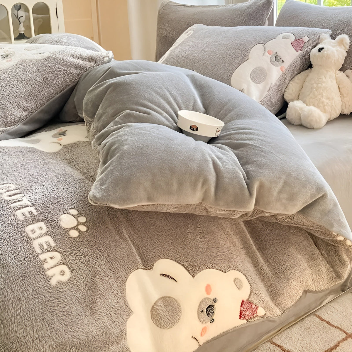 Samt-Bettwäsche mit Bärenmotiv – Weich und Kuschelig | Perfekt für Herbst und Winter - Bettwäsche-Set