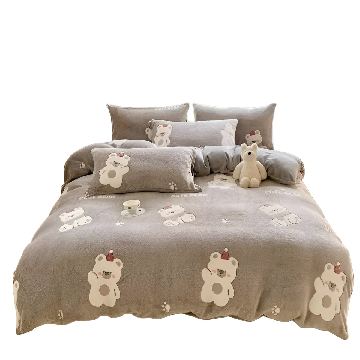 Samt-Bettwäsche mit Bärenmotiv – Weich und Kuschelig | Perfekt für Herbst und Winter - Bettwäsche-Set