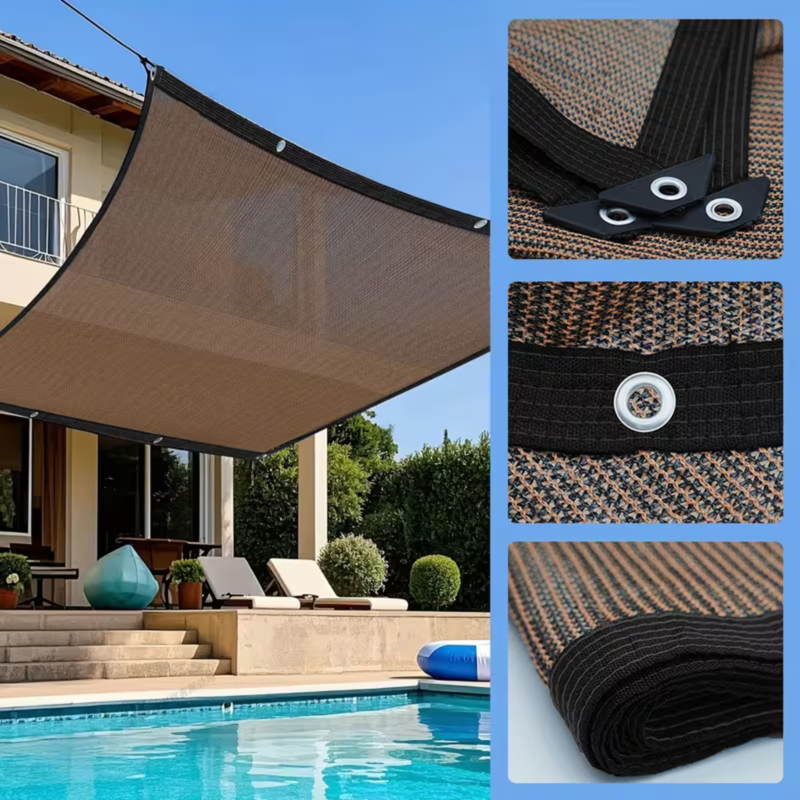 Schattiernetz mit Ösen – Sonnenschutz für Garten Terrasse & Gewächshaus - Sonnenschirm