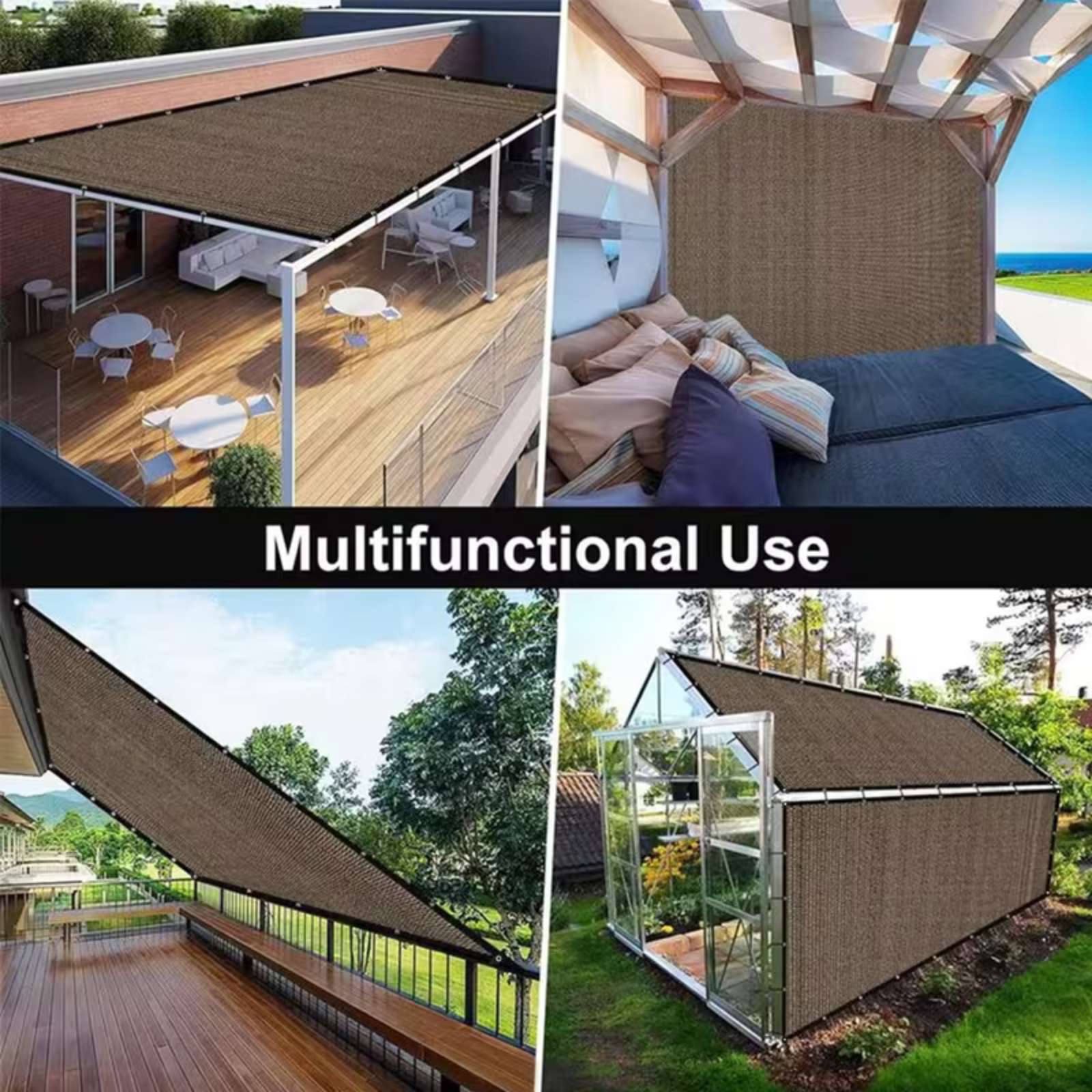 Schattiernetz mit Ösen – Sonnenschutz für Garten Terrasse & Gewächshaus - Sonnenschirm