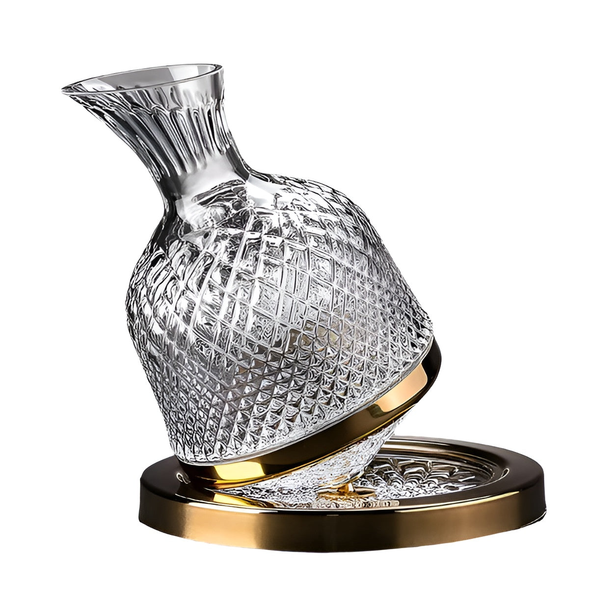 Kristallkaraffe mit Drehfunktion – Elegantes Design | Ideal für Wein & Whisky