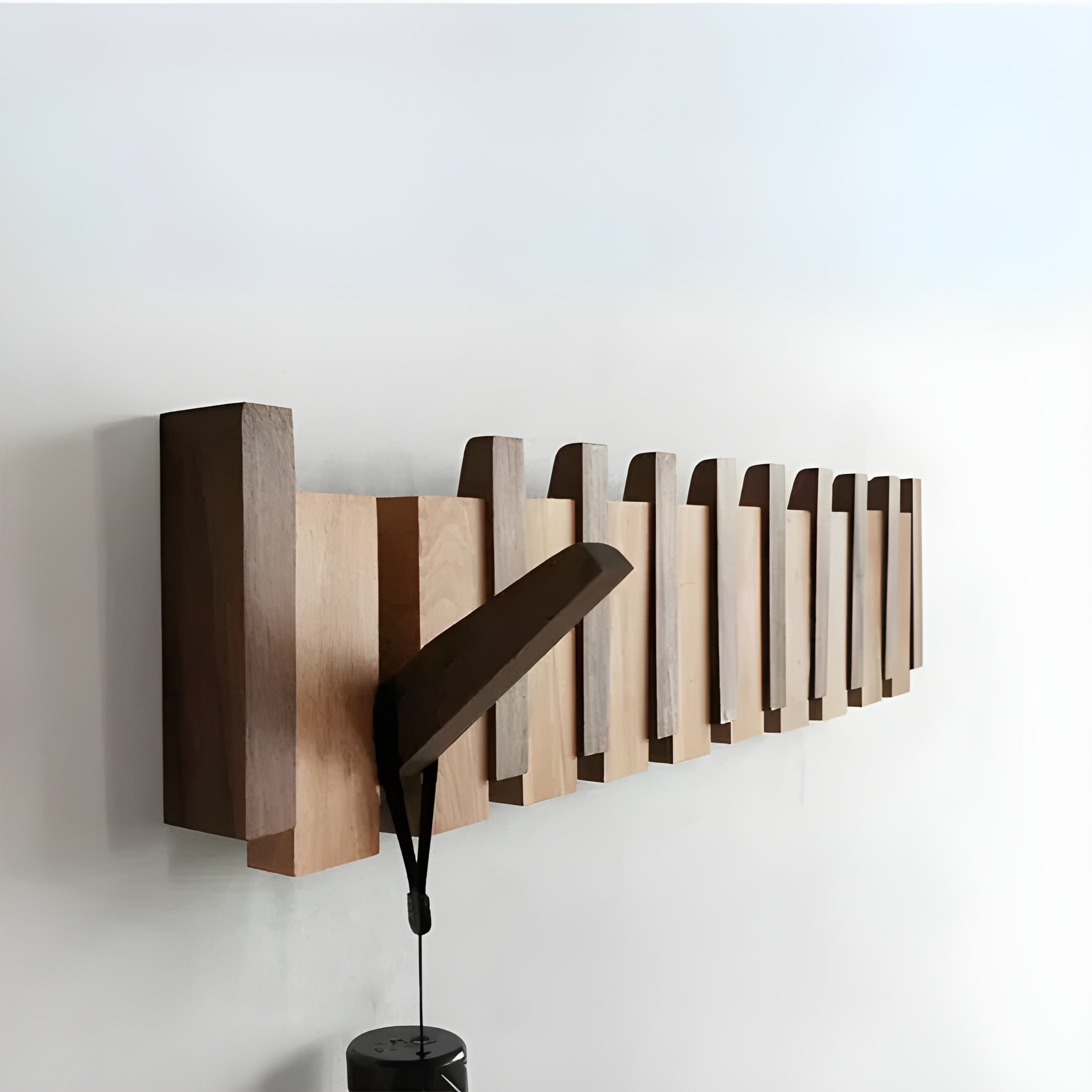 Skanto Elegant Kleiderbügel aus Holz im Klavierdesign – Stilvolles Kleiderständer-Set - Walnuss- und Buchenholz / 4