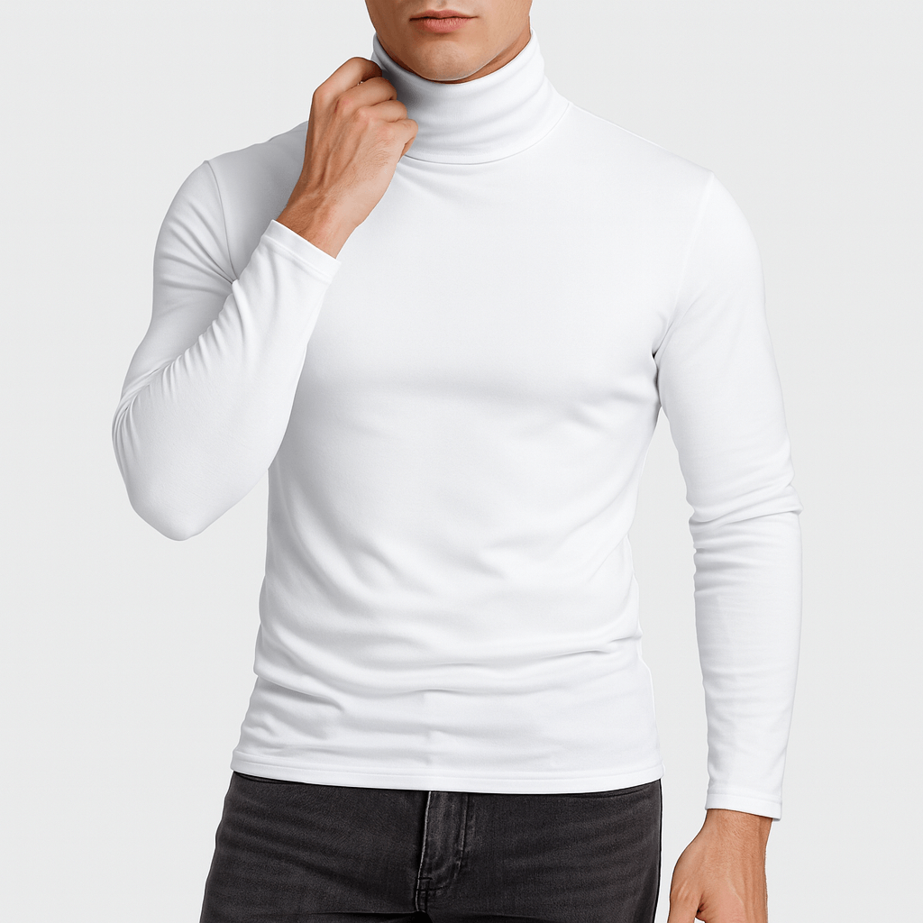Slim Fit Rollkragenpullover aus Stretch-Baumwollmix - Weiß / S - Pullover