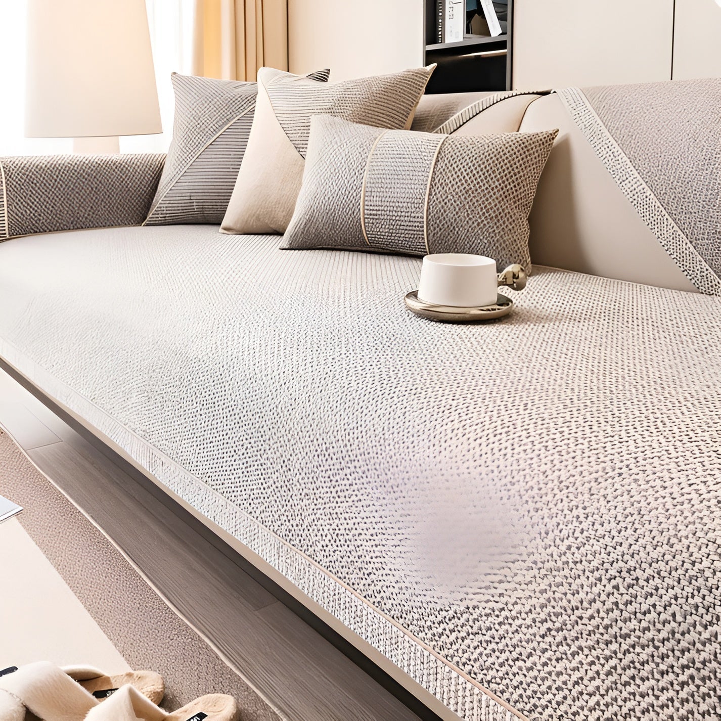 Sofahusse aus Baumwollmischung – Schlicht und Dekorativ | Perfekt für jedes Wohnzimmer - 70x70cm / Hellgrau - Sofabezug