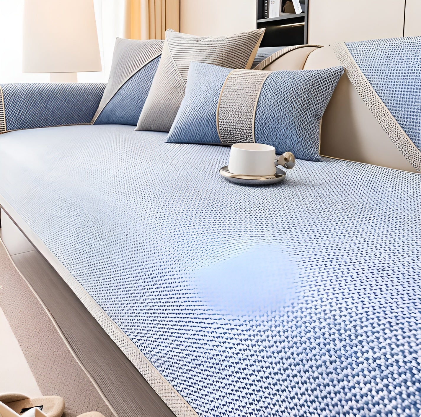 Sofahusse aus Baumwollmischung – Schlicht und Dekorativ | Perfekt für jedes Wohnzimmer - 70x70cm / Hellblau - Sofabezug