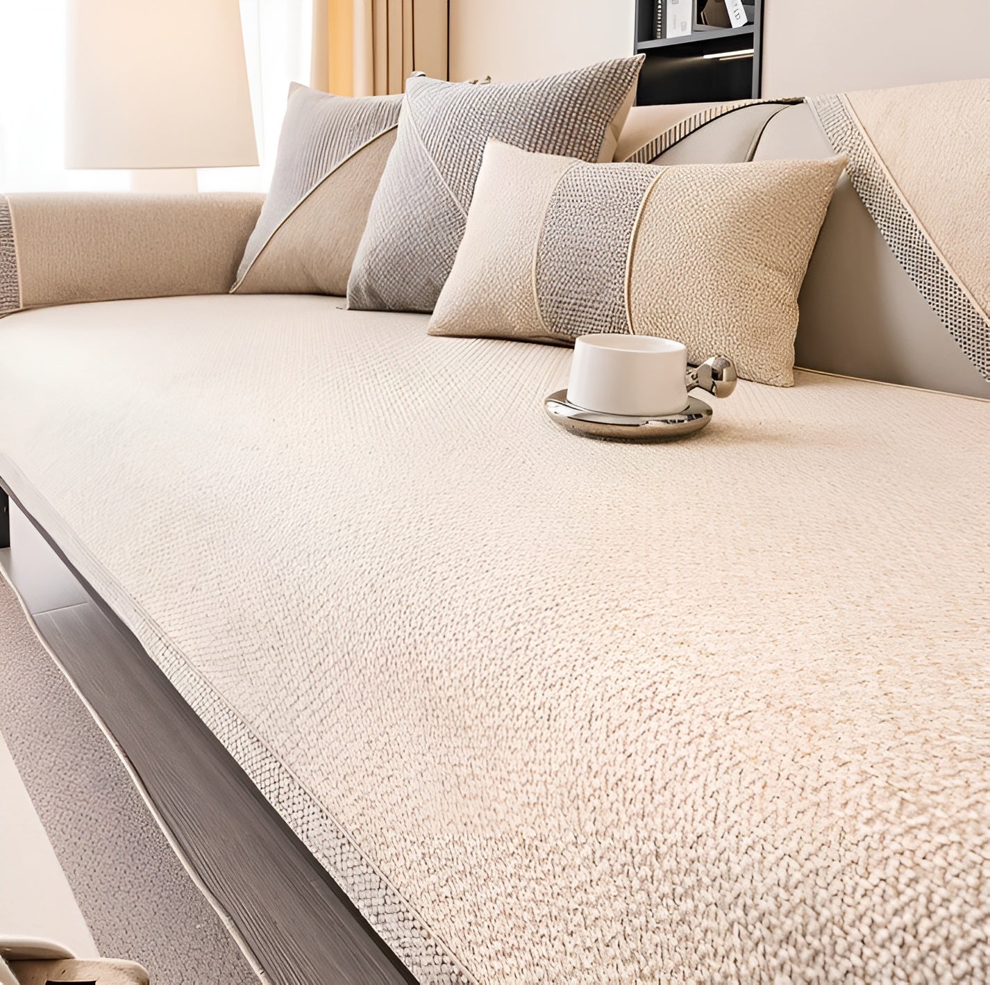Sofahusse aus Baumwollmischung – Schlicht und Dekorativ | Perfekt für jedes Wohnzimmer - 70x70cm / Khaki - Sofabezug