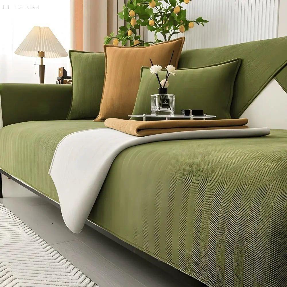 Sofaschoner für L-Form –Rutschfeste Weicher Couchschutz für Gemütlichkeit und Stil - A 70x70cm / Grün - Sofabezug