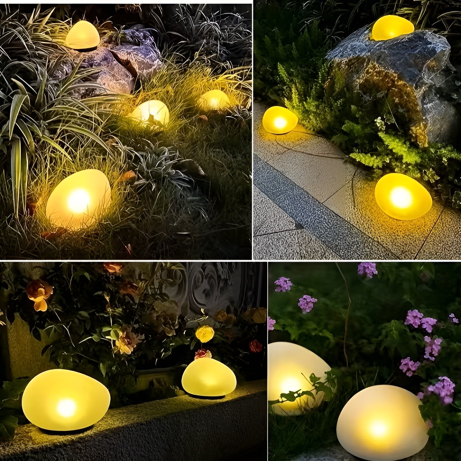 Solar LED Gartensteine – Automatische Außenbeleuchtung in Natürlicher Steinoptik - Lampe