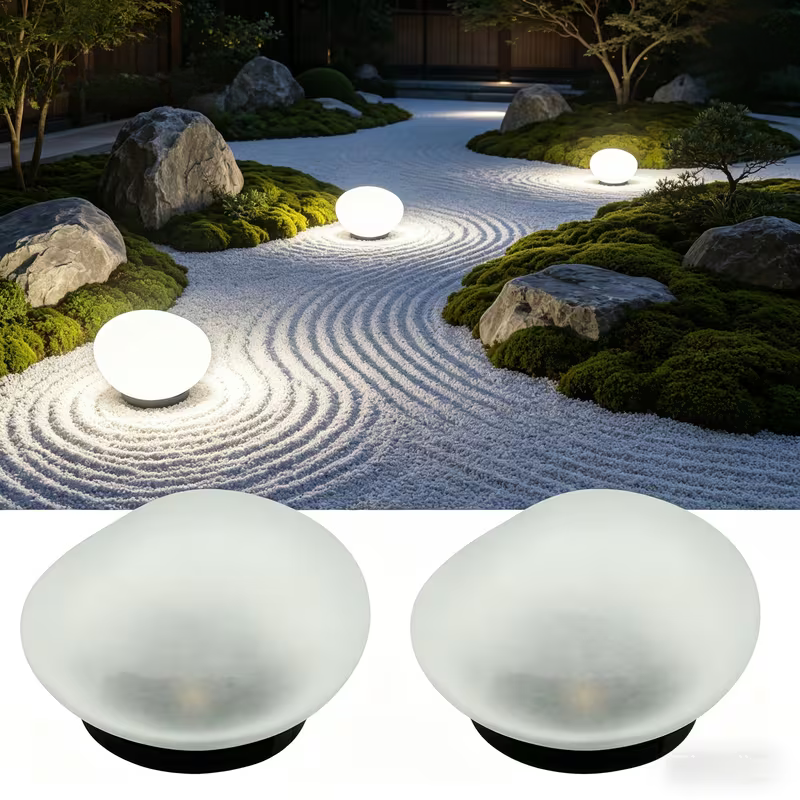 Solar LED Gartensteine – Automatische Außenbeleuchtung in Natürlicher Steinoptik - Weiß / 2 - Lampe