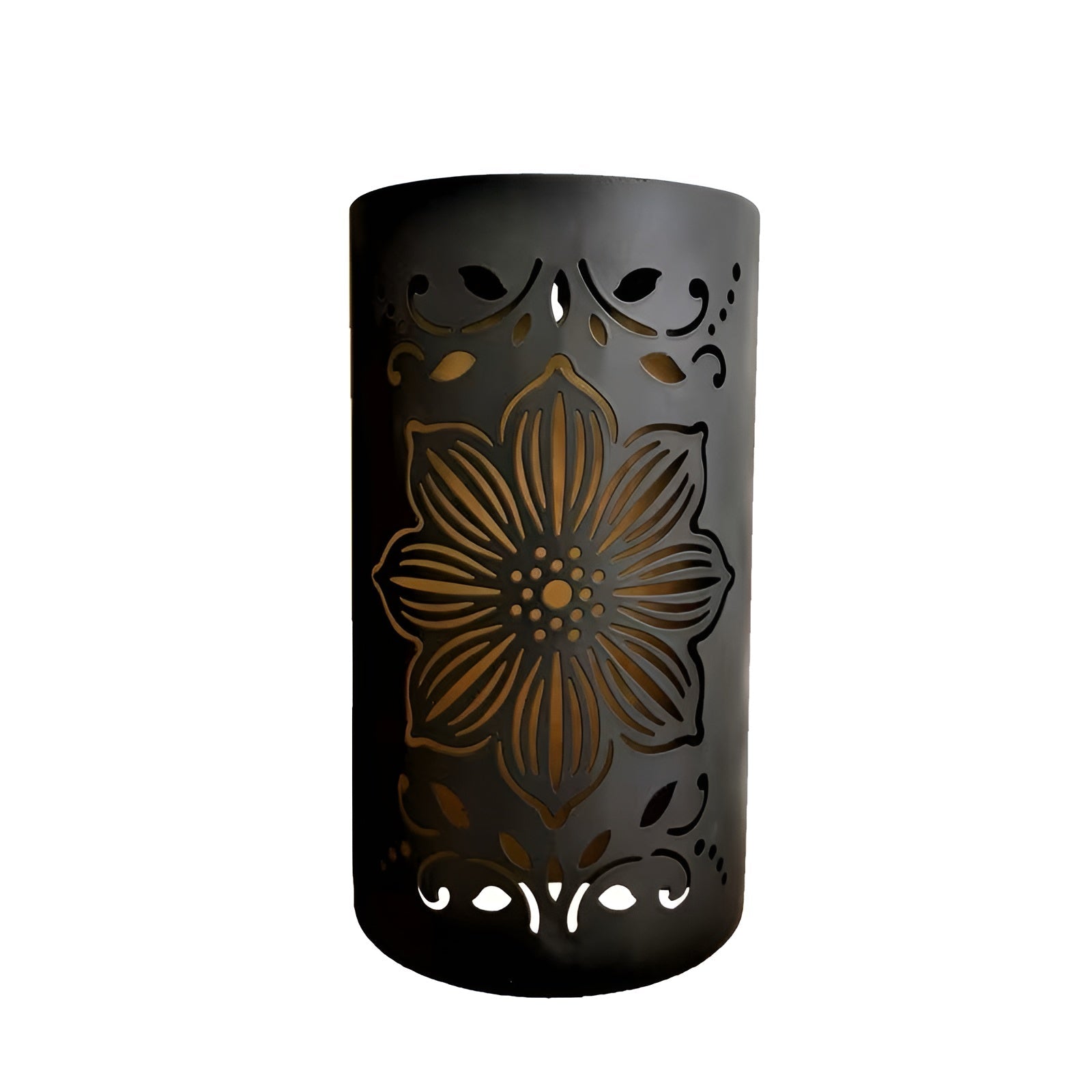 Solar-Wandleuchte mit Blumenmotiv – Dekorative Außenbeleuchtung in Schwarz | Wetterfest für Garten und Terrasse