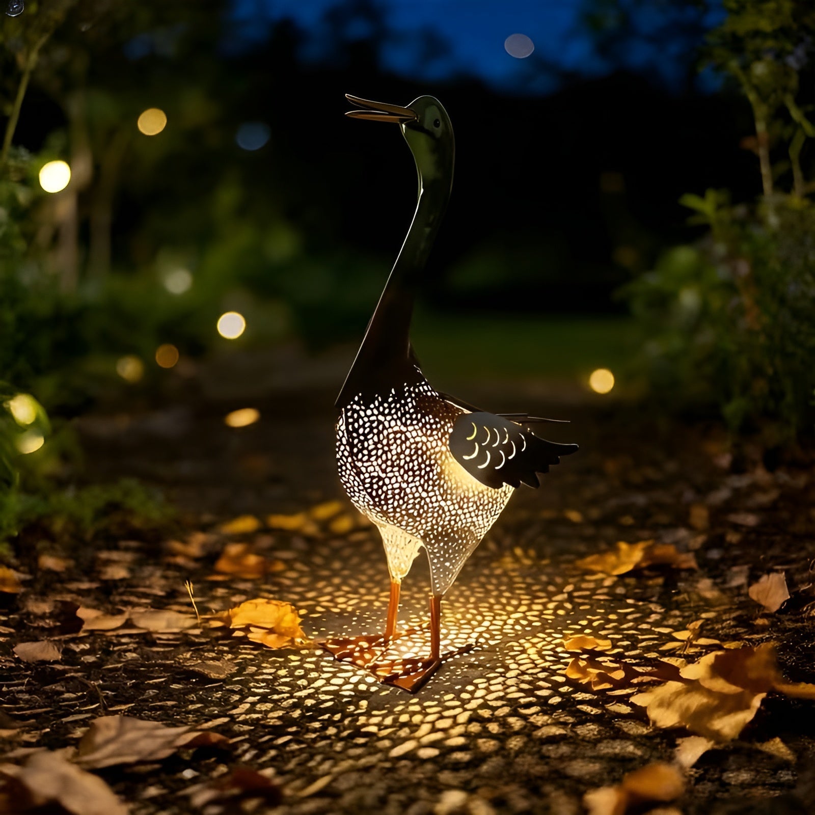 Solarbetriebene 3D-Enten Gartenleuchte aus Metall – Wetterfeste LED Solarlampe für Garten Terrasse & Balkon
