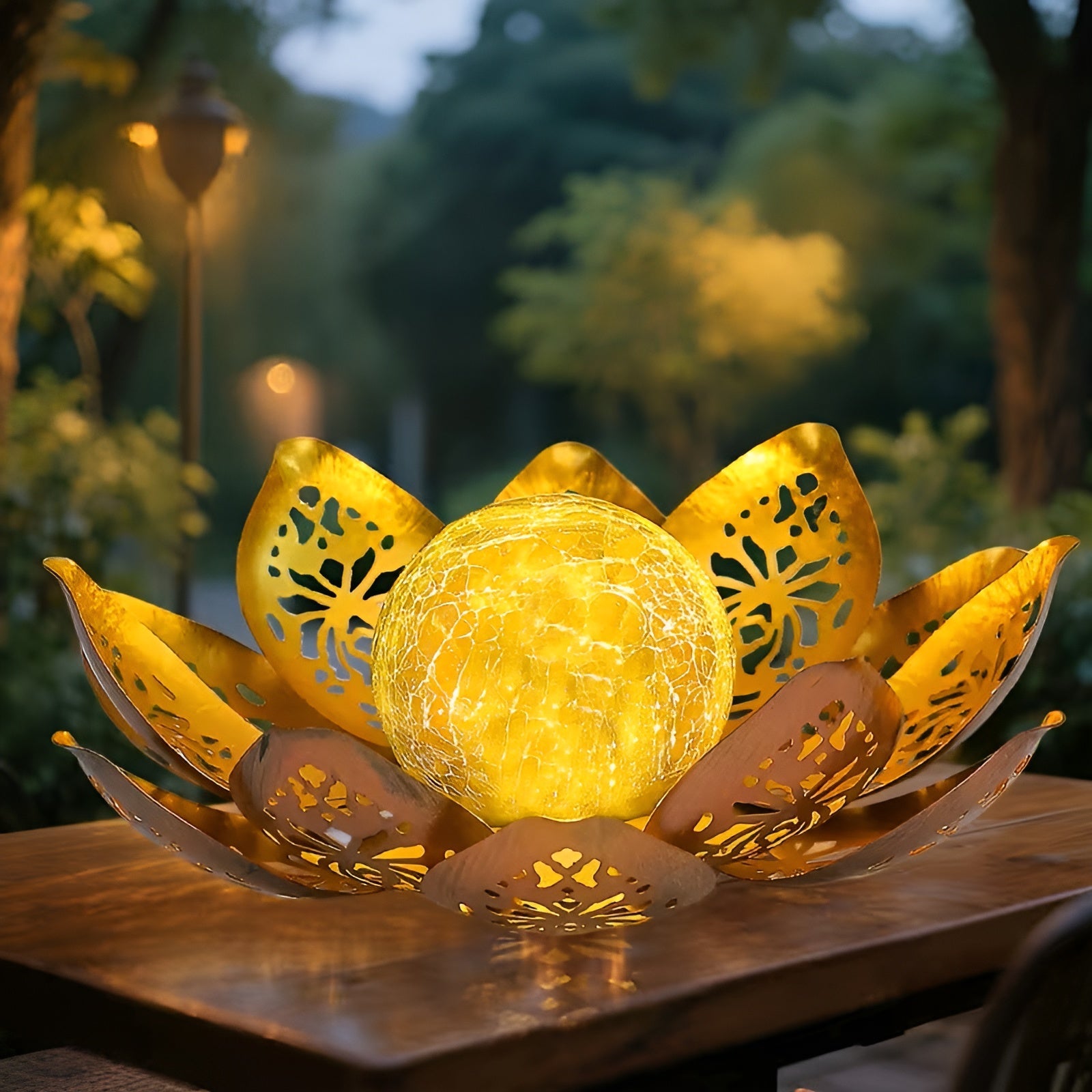 Solarbetriebene Lotusblüten-Leuchte – Dekorative Außenbeleuchtung für Garten Terrasse und Balkon - Lampe