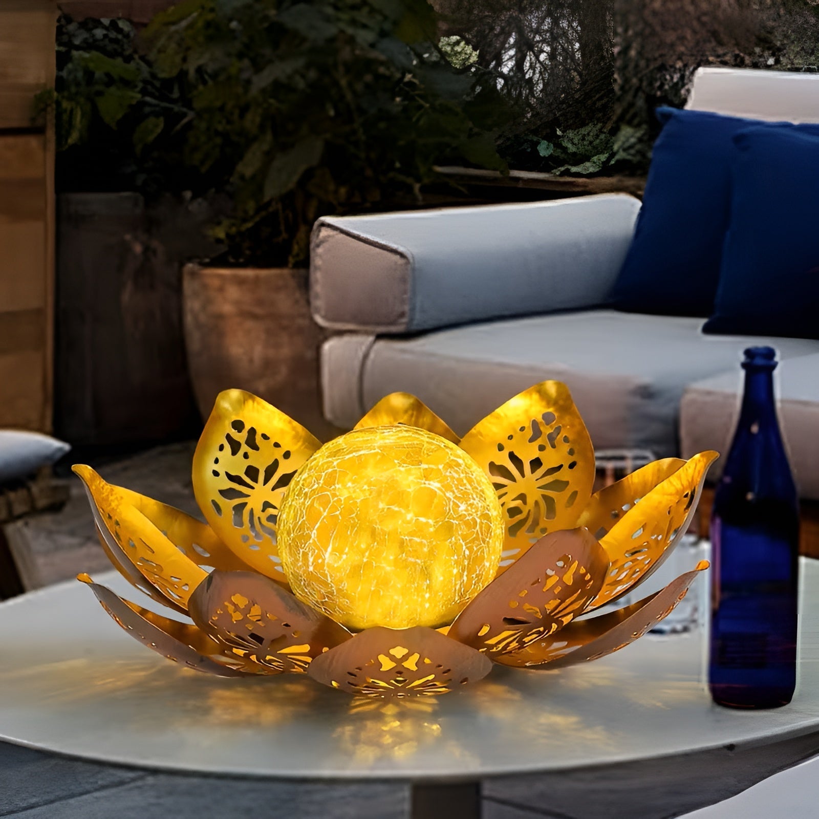 Solarbetriebene Lotusblüten-Leuchte – Dekorative Außenbeleuchtung für Garten Terrasse und Balkon - Lampe