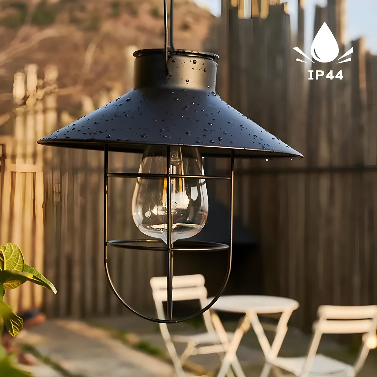 SolarGlow Duo - 2pcs Solar Vintage Outdoor Laternen Schwarz Metall - Gartenleuchte