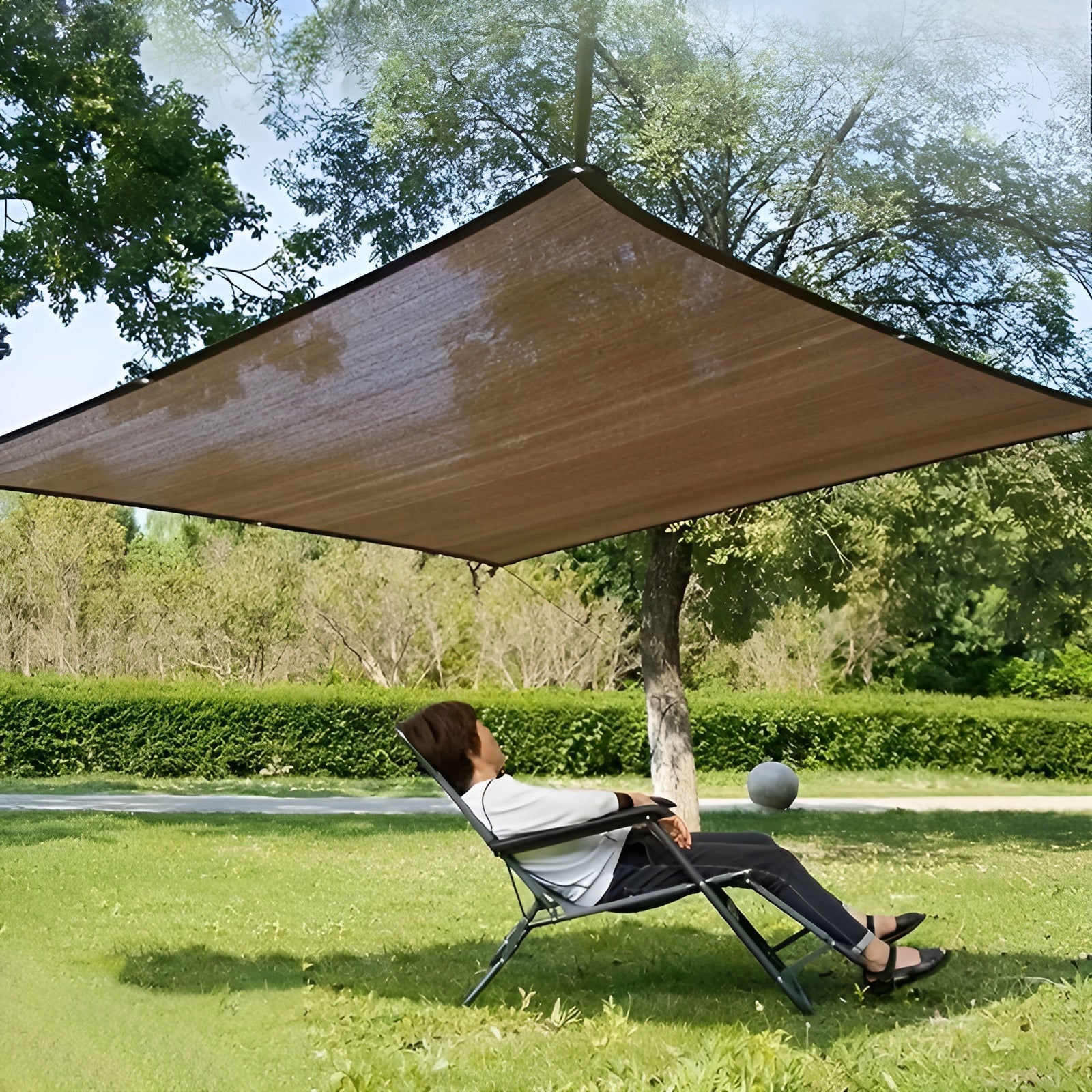 Sonnenschutzgewebe mit Ösen – Lichtblockierendes Schattiernetz für Balkon Terrasse und Garten - Sonnenschirm
