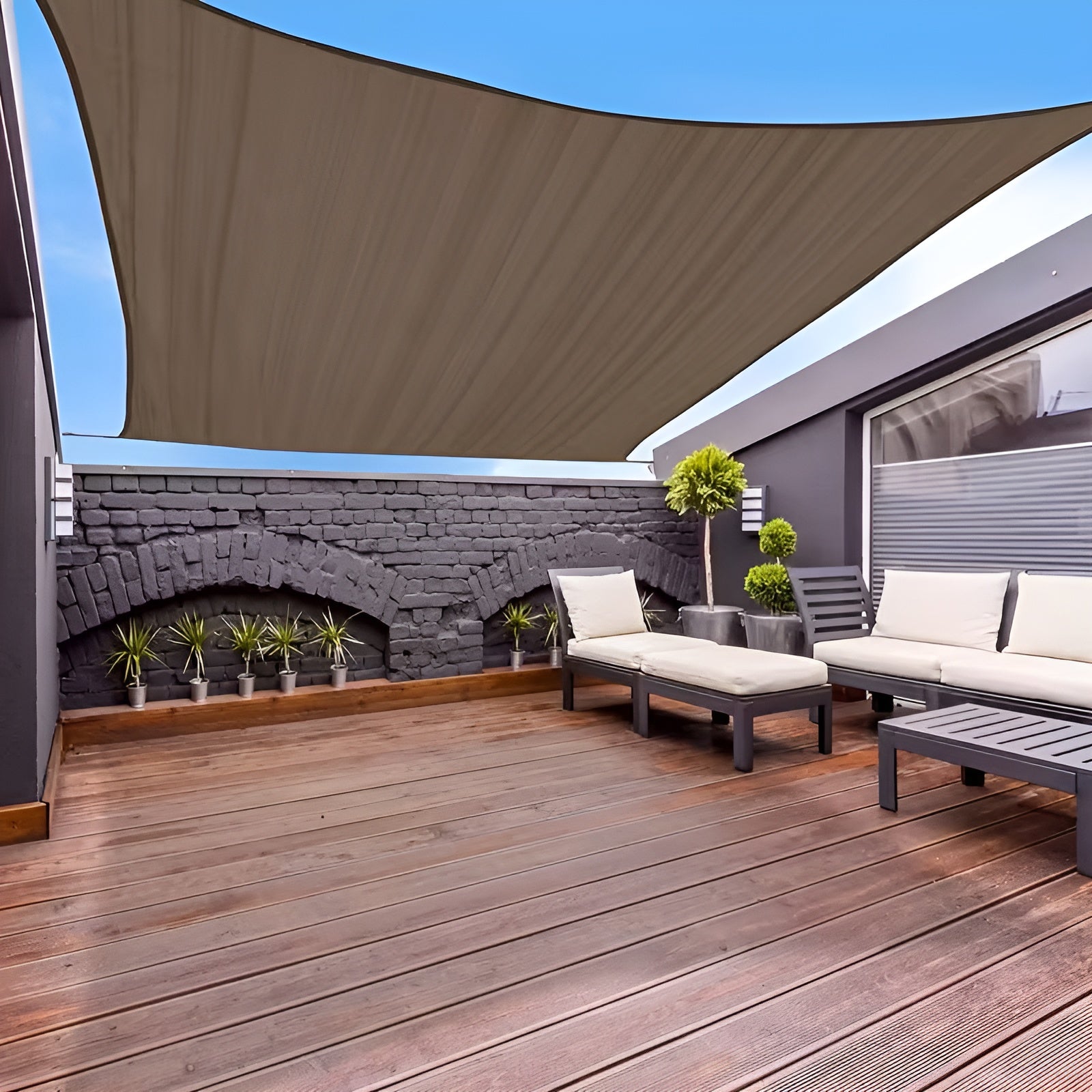Sonnenschutzgewebe mit Ösen – Lichtblockierendes Schattiernetz für Balkon Terrasse und Garten - Sonnenschirm