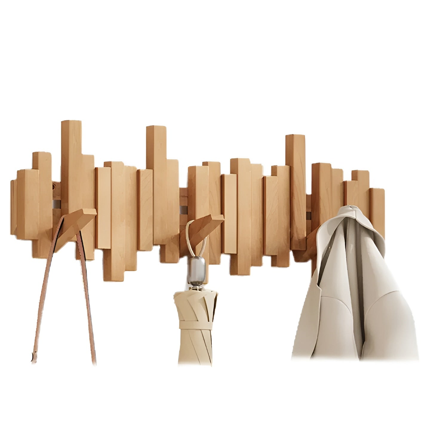 Stilvoller Holz-Kleiderschrank – Flexible Magnet-Haken für mehr Ordnung | Ideal für Schlafzimmer - Nature / 3 Haken 20