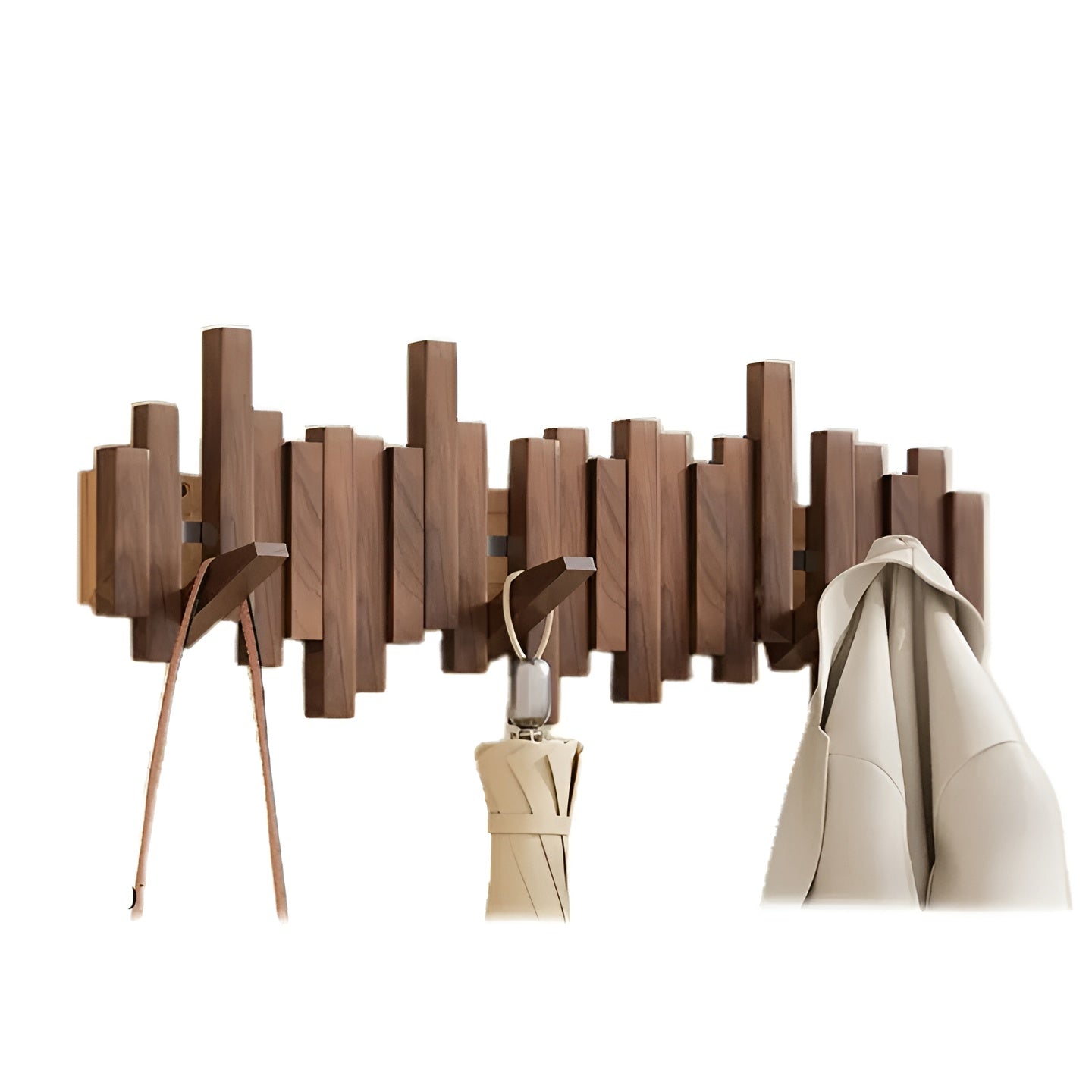 Stilvoller Holz-Kleiderschrank – Flexible Magnet-Haken für mehr Ordnung | Ideal für Schlafzimmer - Walnuss / 3 Haken 20