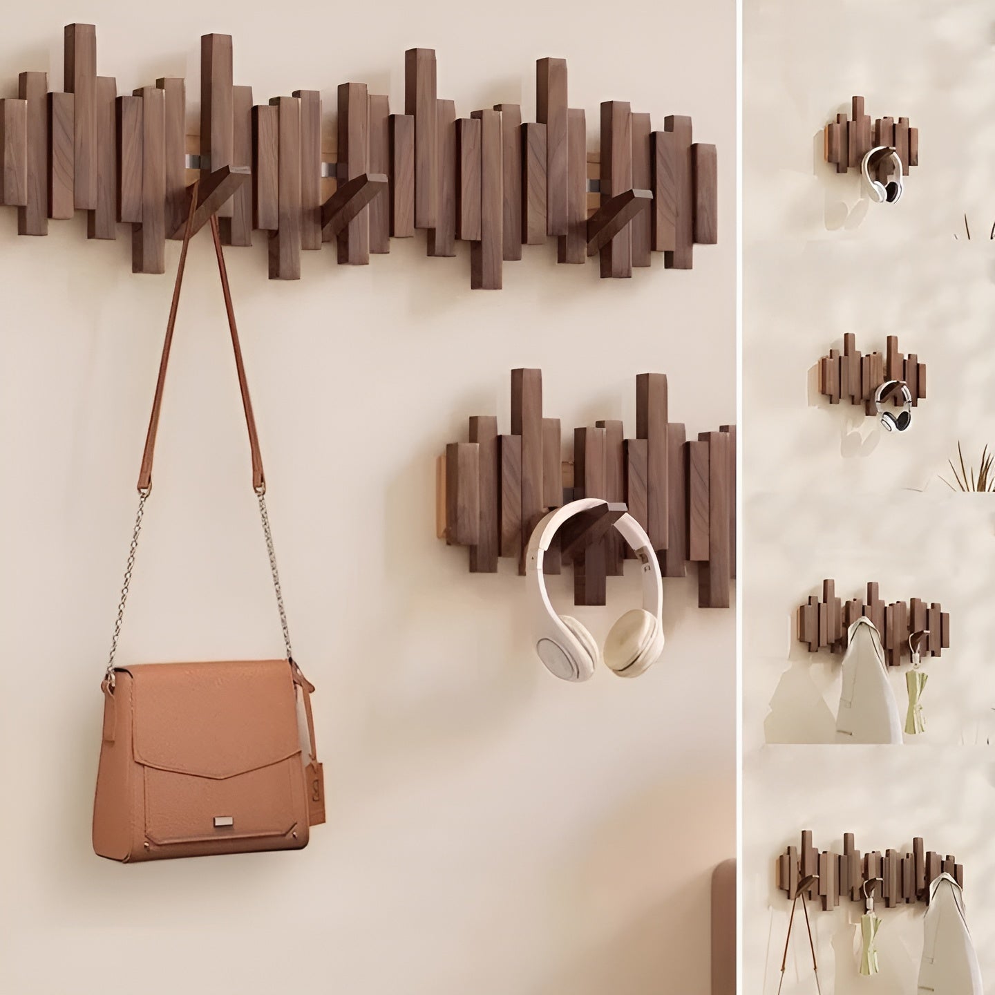 Stilvoller Holz-Kleiderschrank – Flexible Magnet-Haken für mehr Ordnung | Ideal für Schlafzimmer - Wandhaken