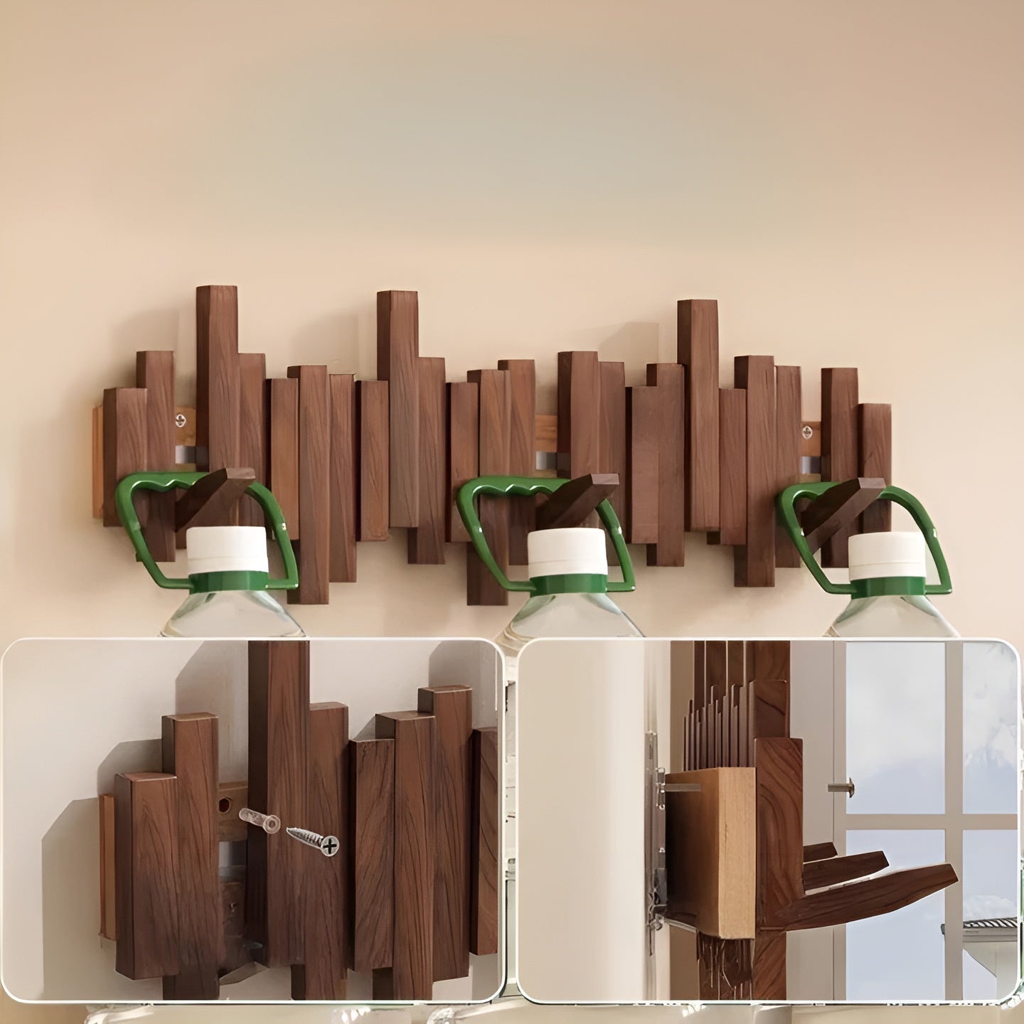 Stilvoller Holz-Kleiderschrank – Flexible Magnet-Haken für mehr Ordnung | Ideal für Schlafzimmer - Wandhaken