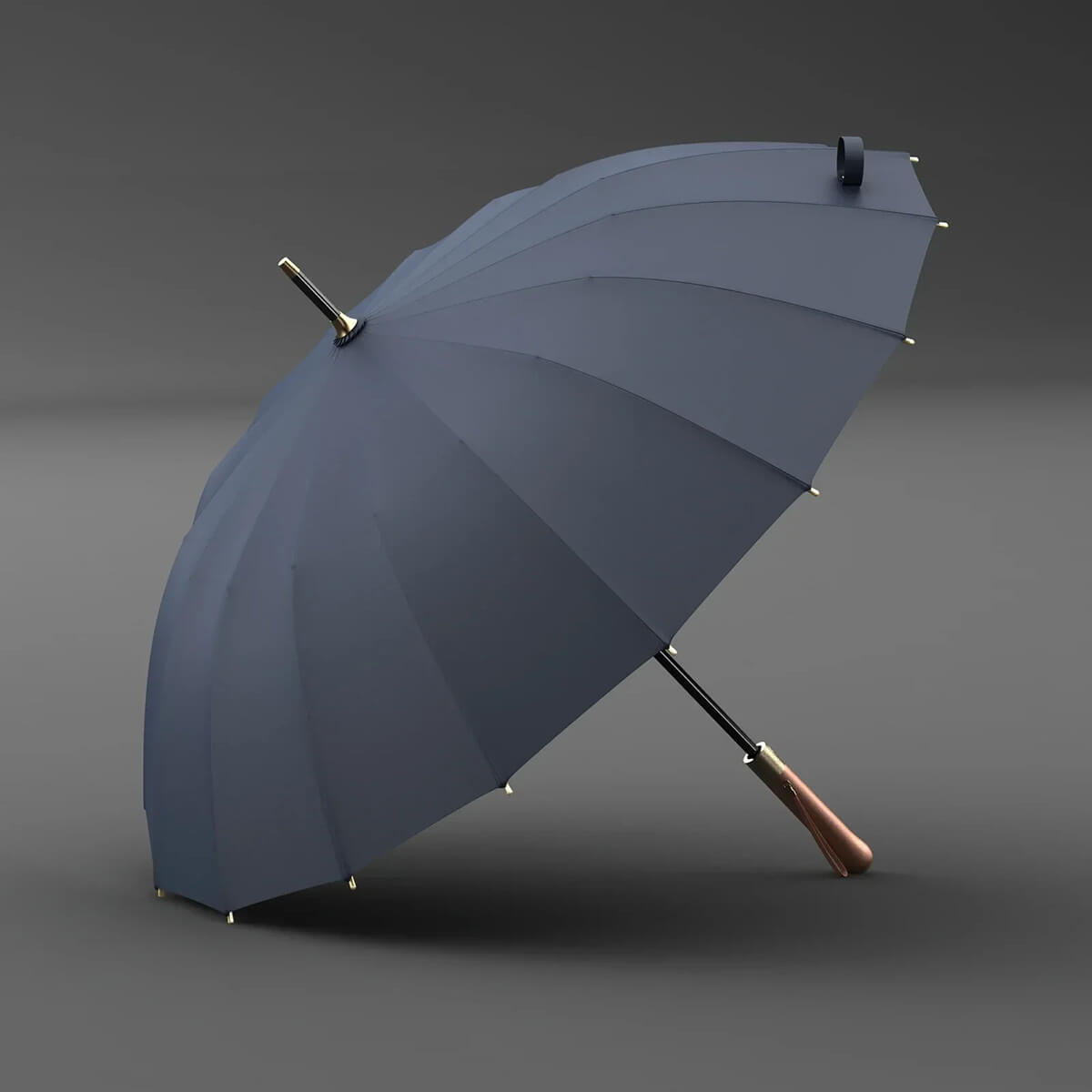 Stockschirm mit Holzgriff – 112 cm langer Regenschirm - Regenschirme
