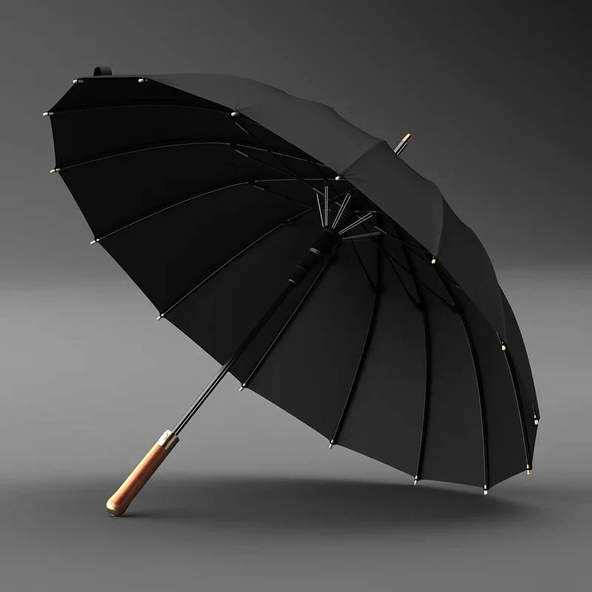 Stockschirm mit Holzgriff – 112 cm langer Regenschirm - Regenschirme