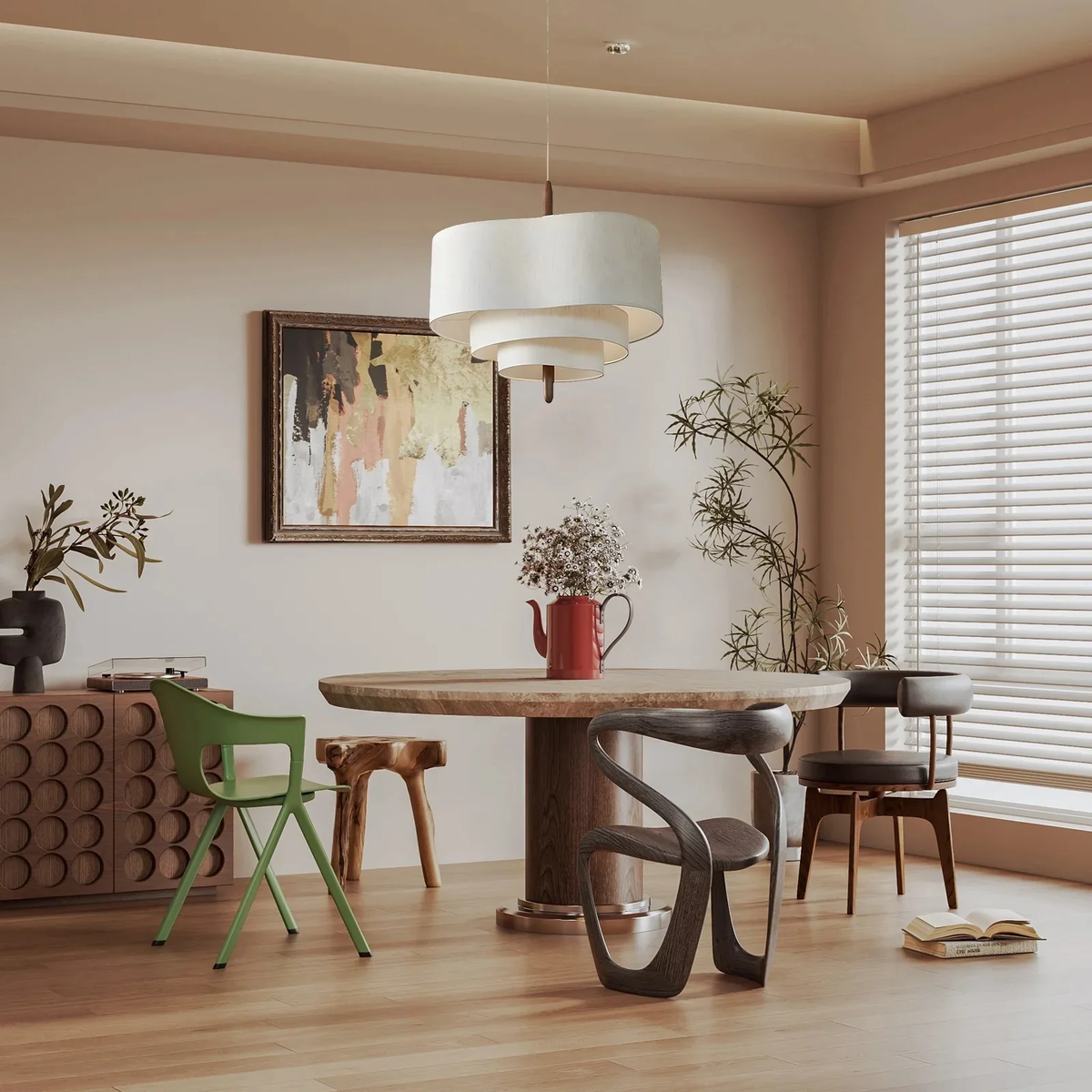 Stoff-Pendelleuchte im Japandi-Stil – Wohnzimmer & Esstisch - Pendelleuchten & Designerlampen