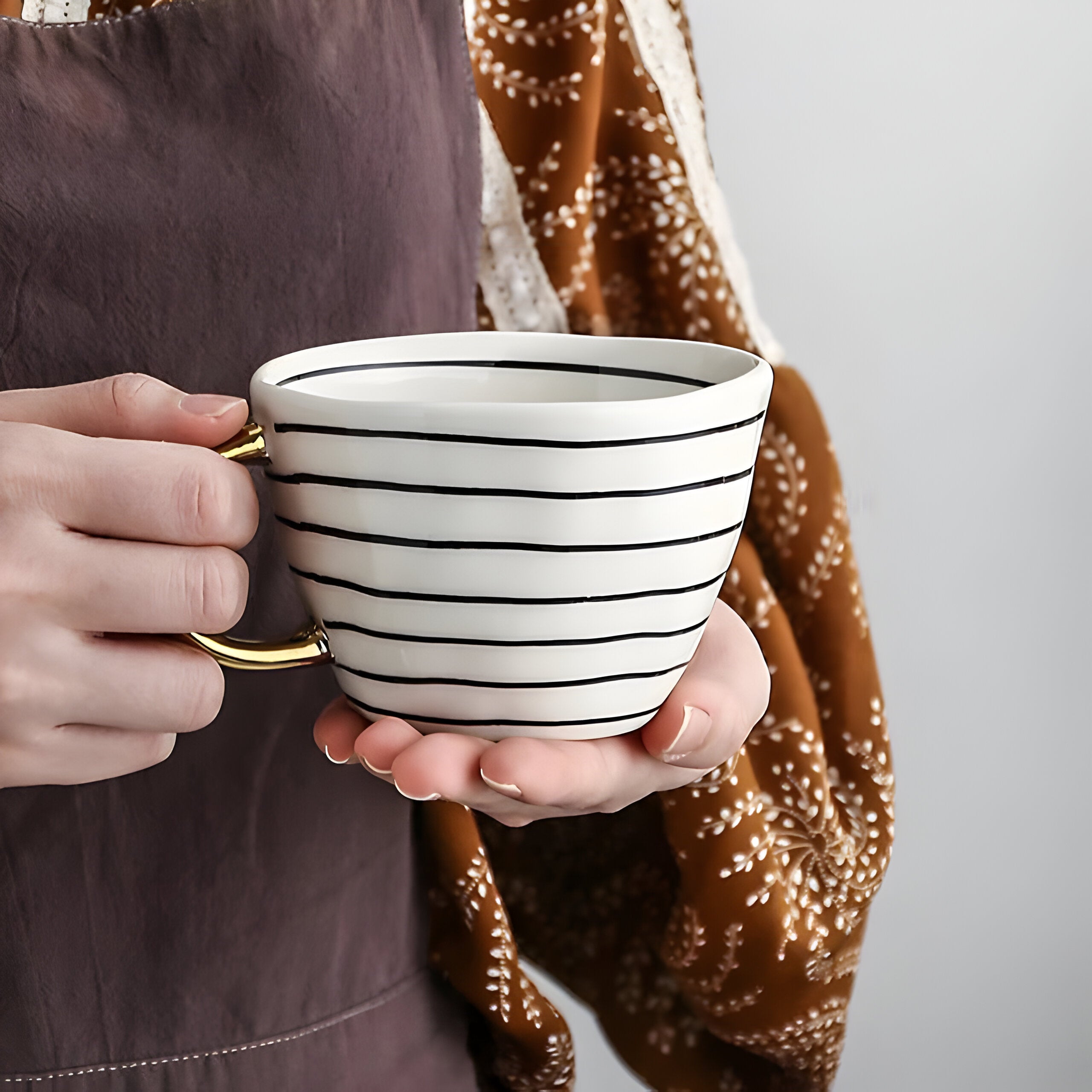 Keramiktasse mit geometrischem Design – Stilvoll und modern | Ideal für Kaffee oder Tee