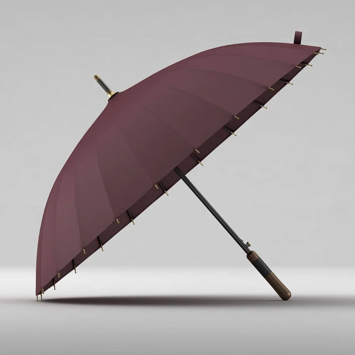 Sturmschirm mit 24 Speichen und Holzgriff - Regenschirme