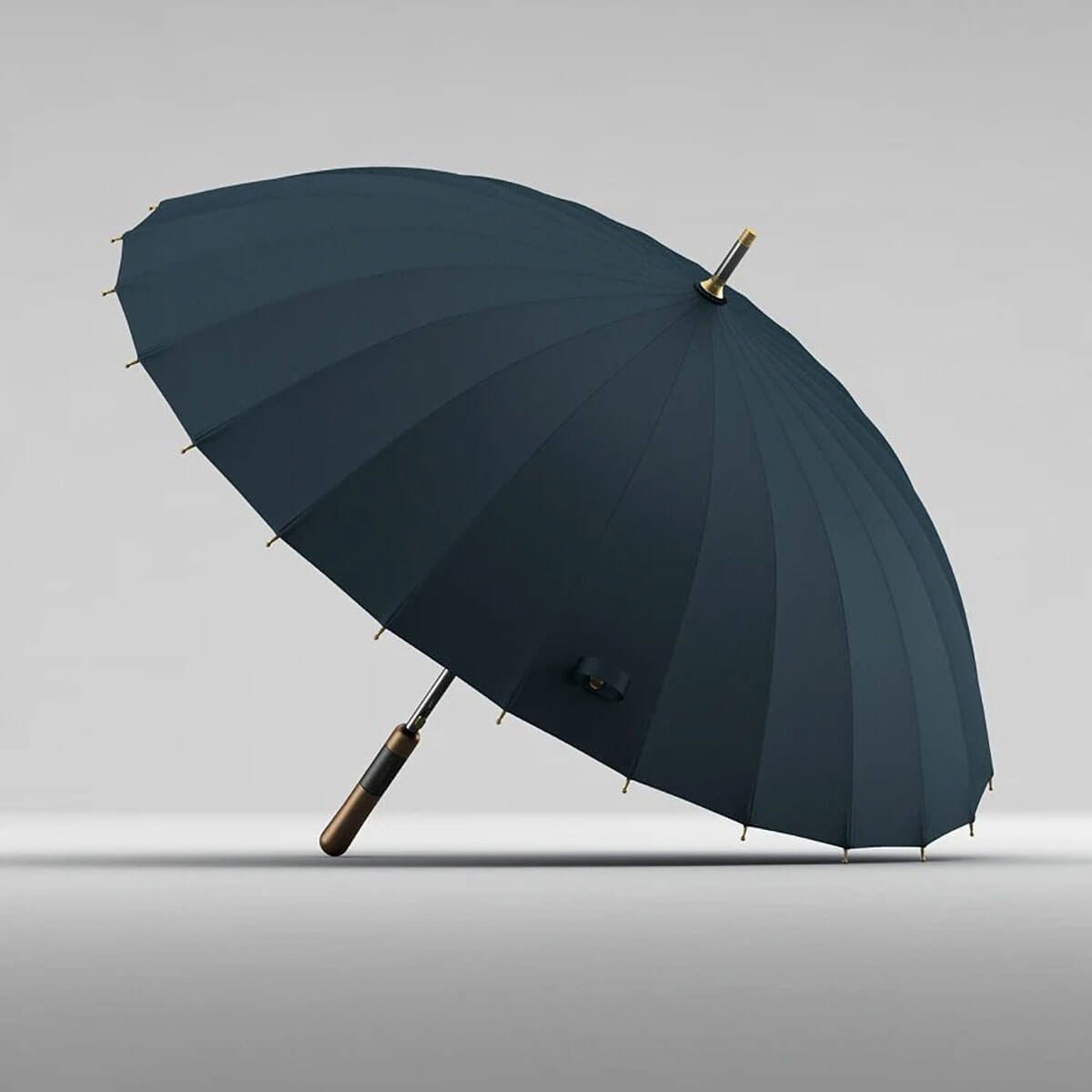 Sturmschirm mit 24 Speichen und Holzgriff - Regenschirme