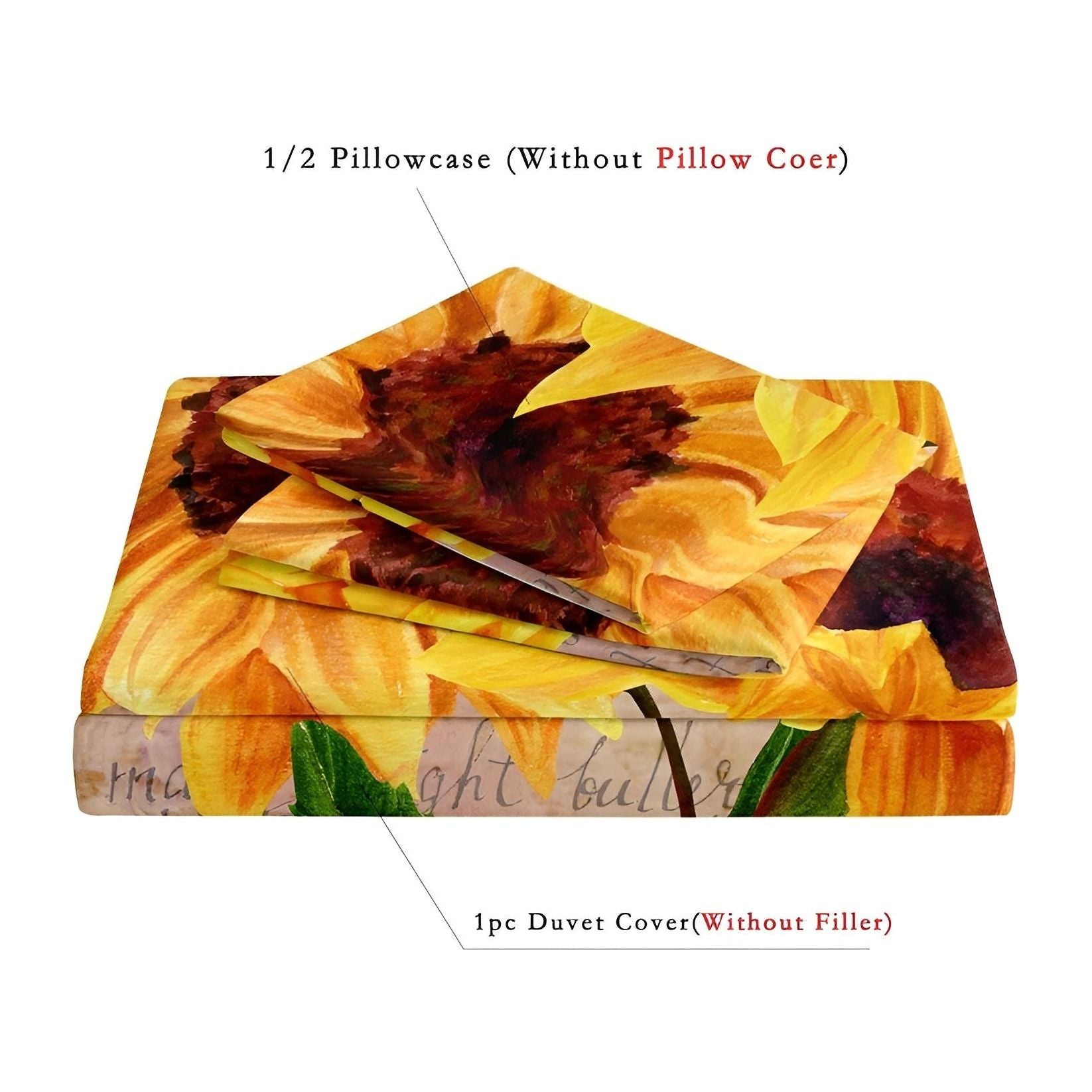 SunflowerBliss Bettwäsche Set - Gedrucktes Sonnenblumen Bettbezug Set - Bettwäsche-Set