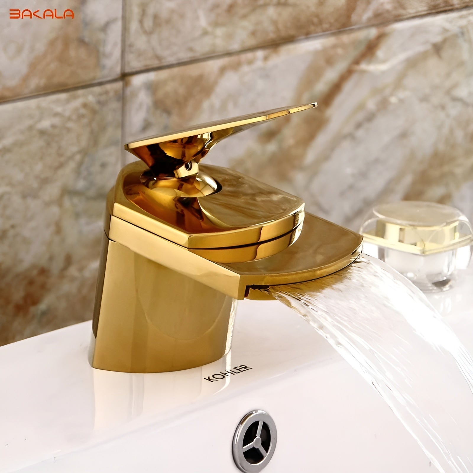 Tad-Wasserfall-Waschtischarmatur – Massives Messing | Luxuriöse Armatur für moderne Badezimmer - Waschtischarmaturen
