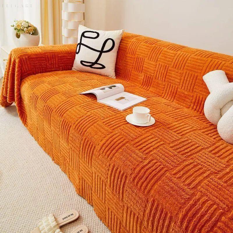 Tara - Nordische Sofa-Auffrischungsdecke: Geben Sie Ihrem Sofa neuen Schwung - 180*130cm / Orange - Decke