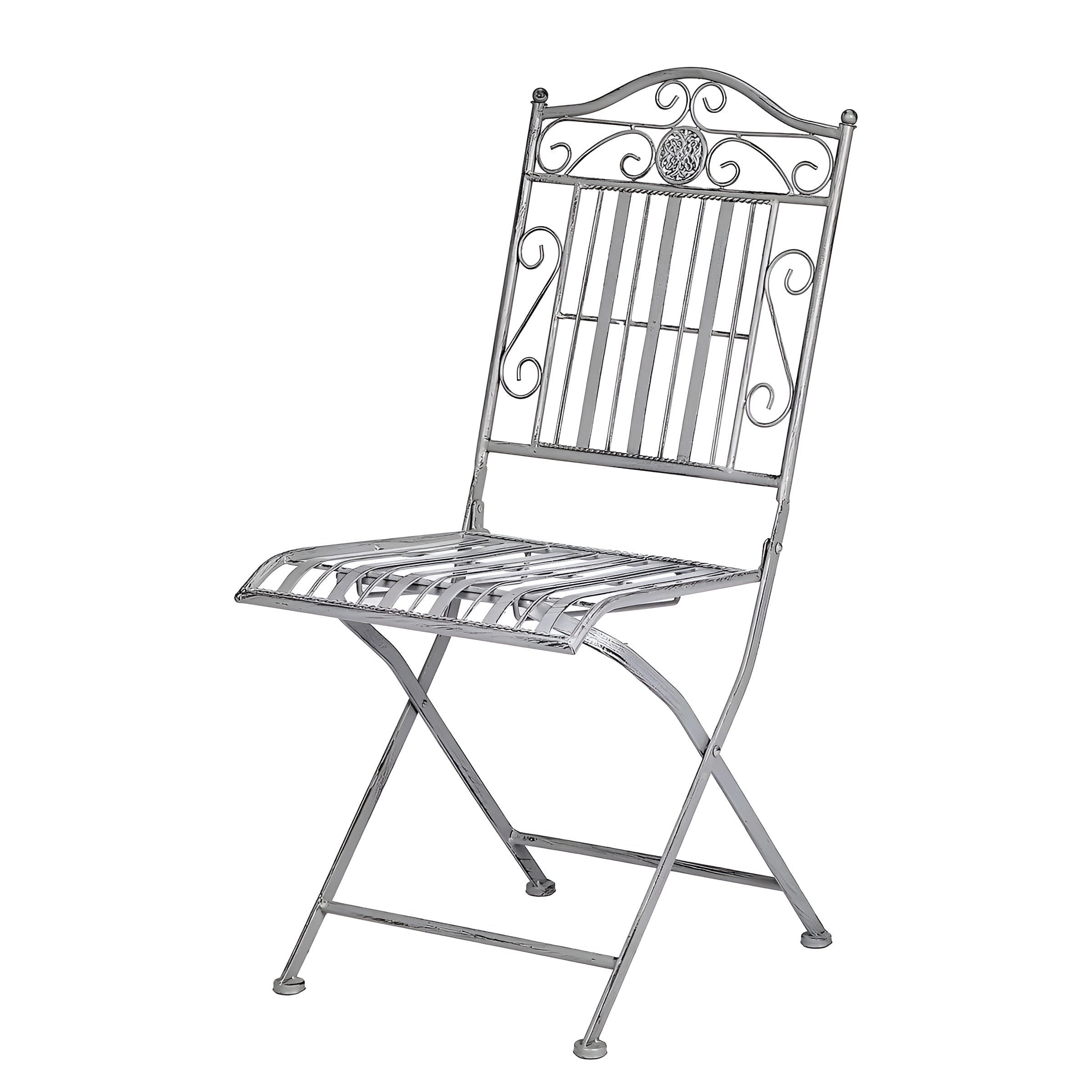 Terrace Hill 3-teiliges Gartenmöbel-Set – Klappbares Bistro-Set aus Eisen in Vintage-Grau - Grau - Gartenmöbel-Set