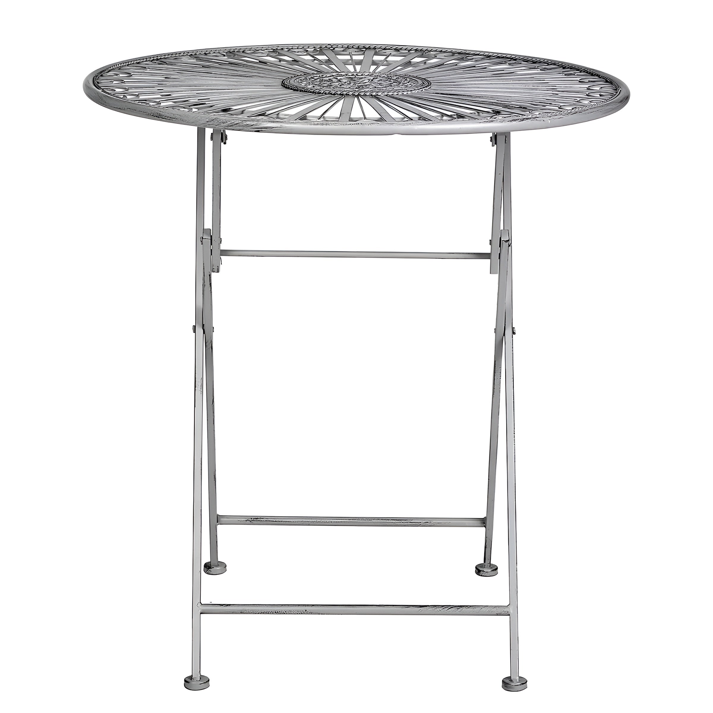 Terrace Hill 3-teiliges Gartenmöbel-Set – Klappbares Bistro-Set aus Eisen in Vintage-Grau - Grau - Gartenmöbel-Set